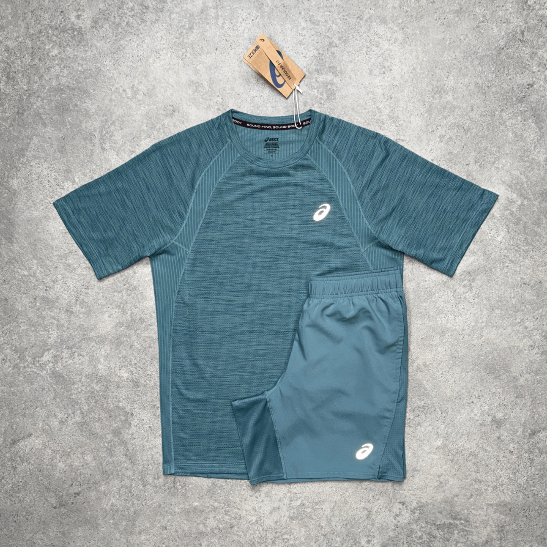 Men's ASICS Road T-Shirt Set 'Foggy Teal'