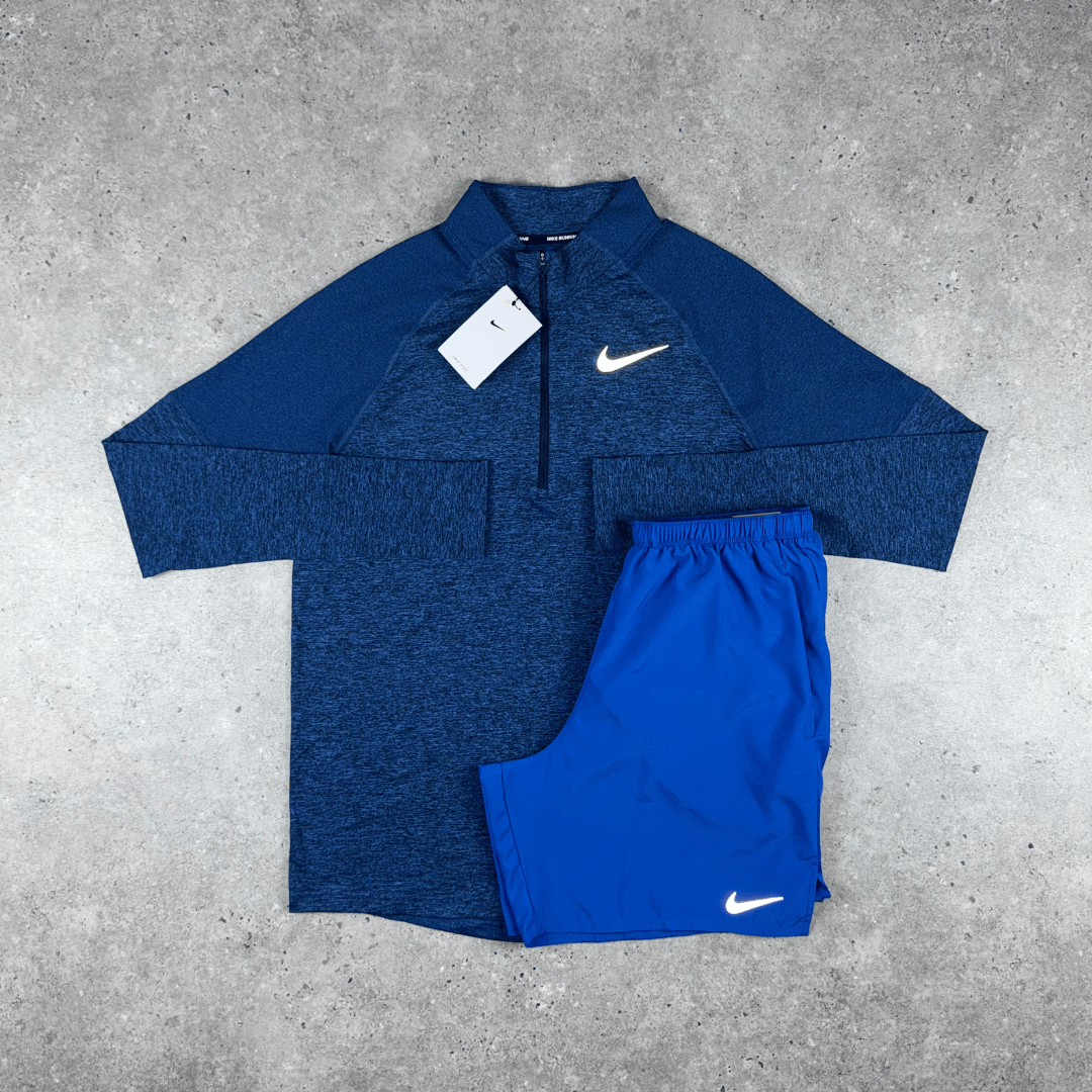 Nike 1/4 zip short set 'navy/royal blue'