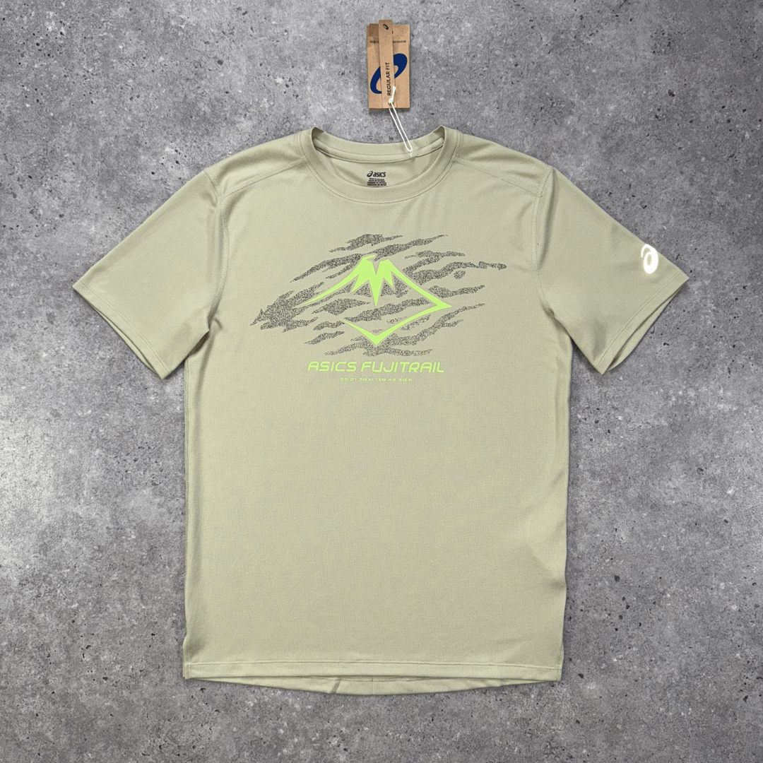 Asics fujitrail all over print short set 'green'