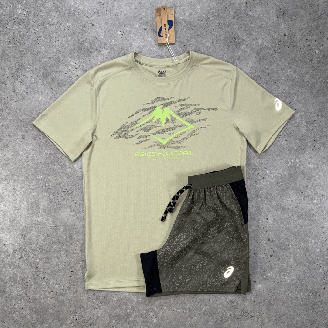 ASICS Fujitrail All Over Print Shorts Set 'Green'