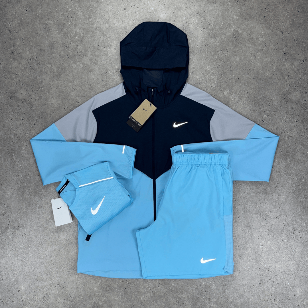 Nike windrunner miler challenger short tri-set 'aquarius blue'