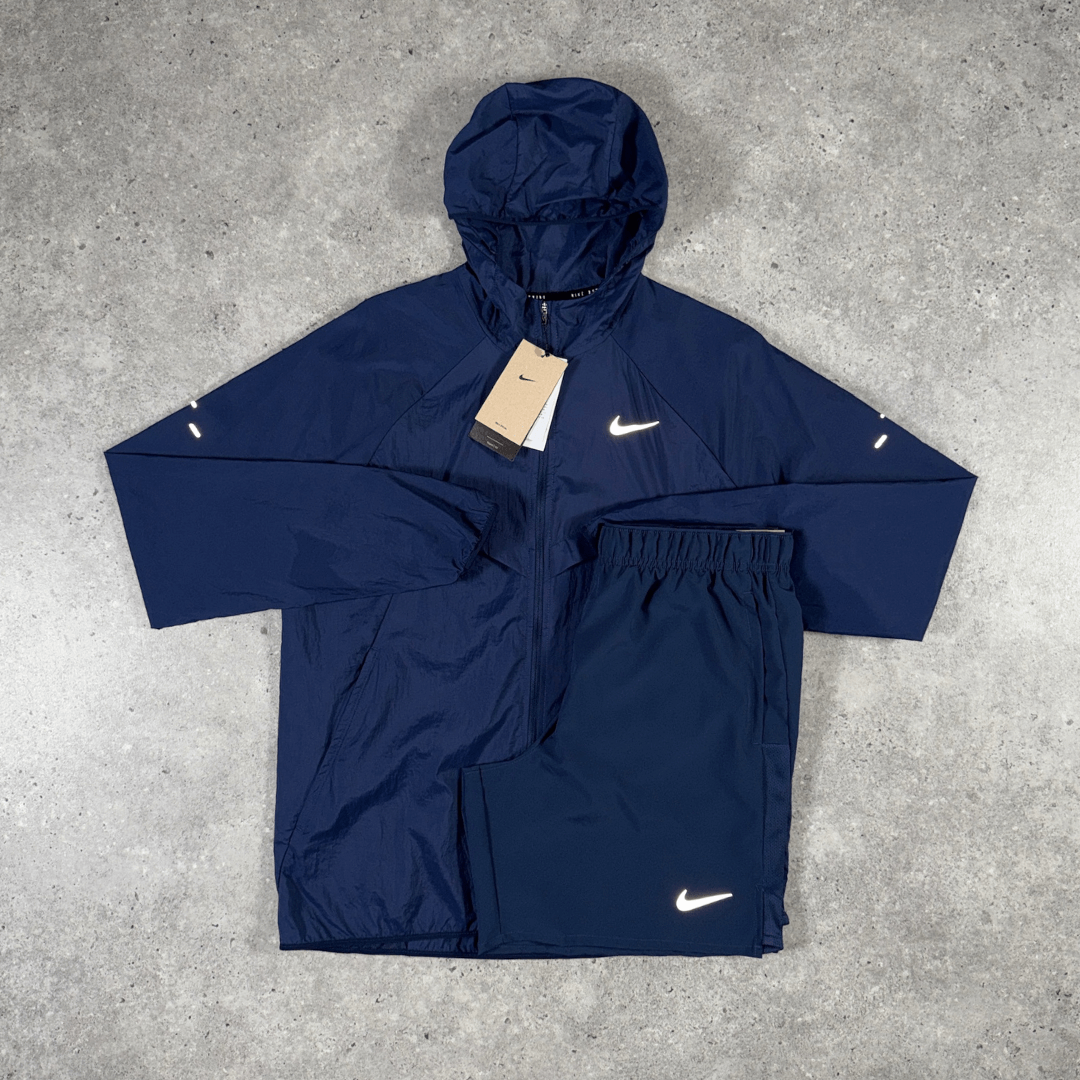 Men's Nike stride jacket shorts set in midnight