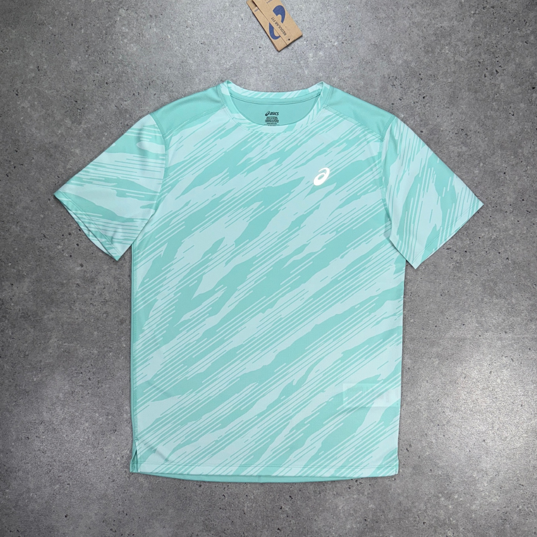 asics all over print t-shirt 'oasis green/black'