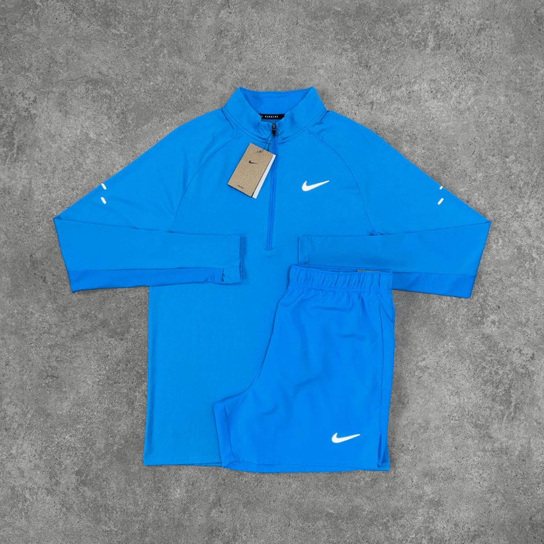 Nike stride 1/4 zip short set 'blue hero'