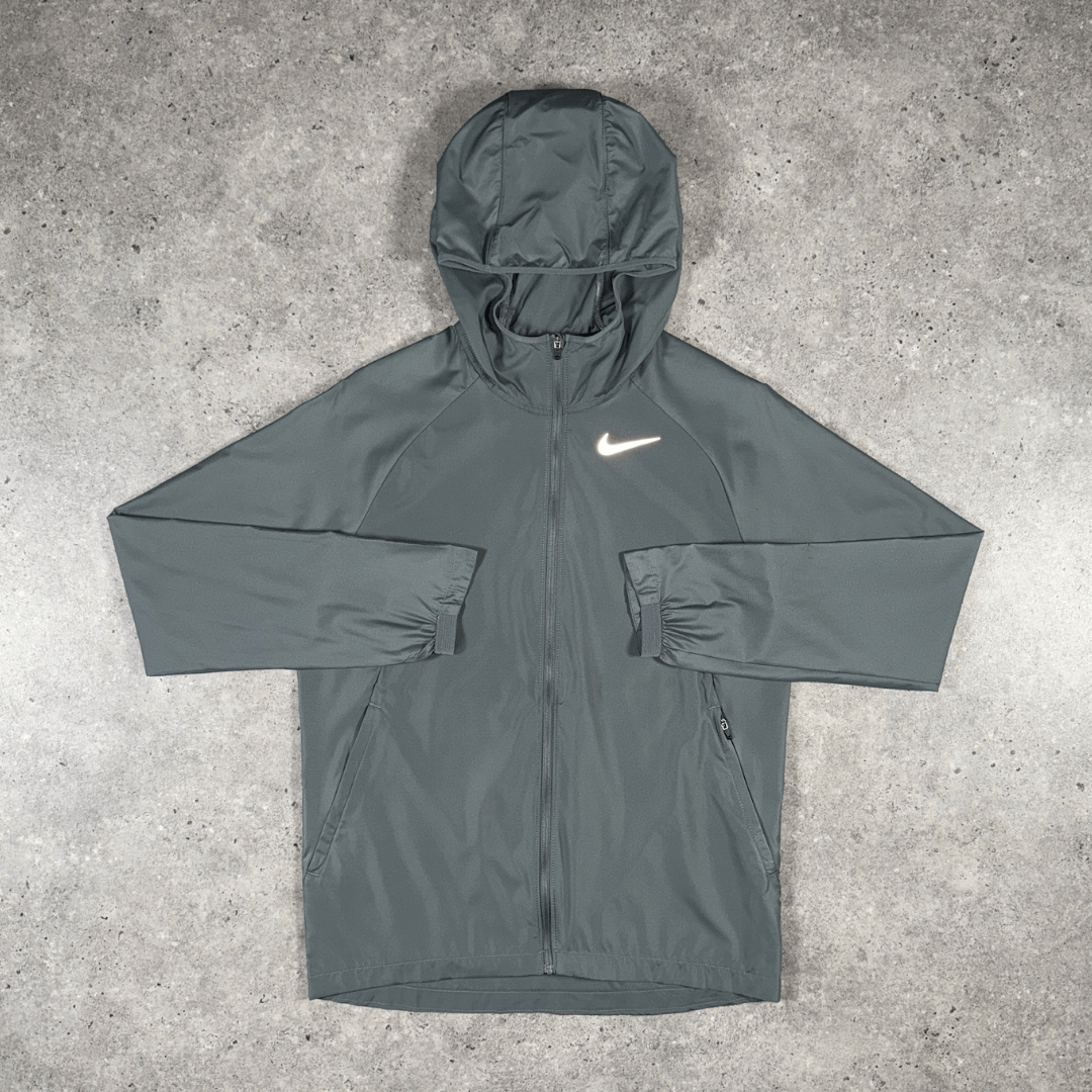 Men's Nike essential windrunner jacket grey flat-lay