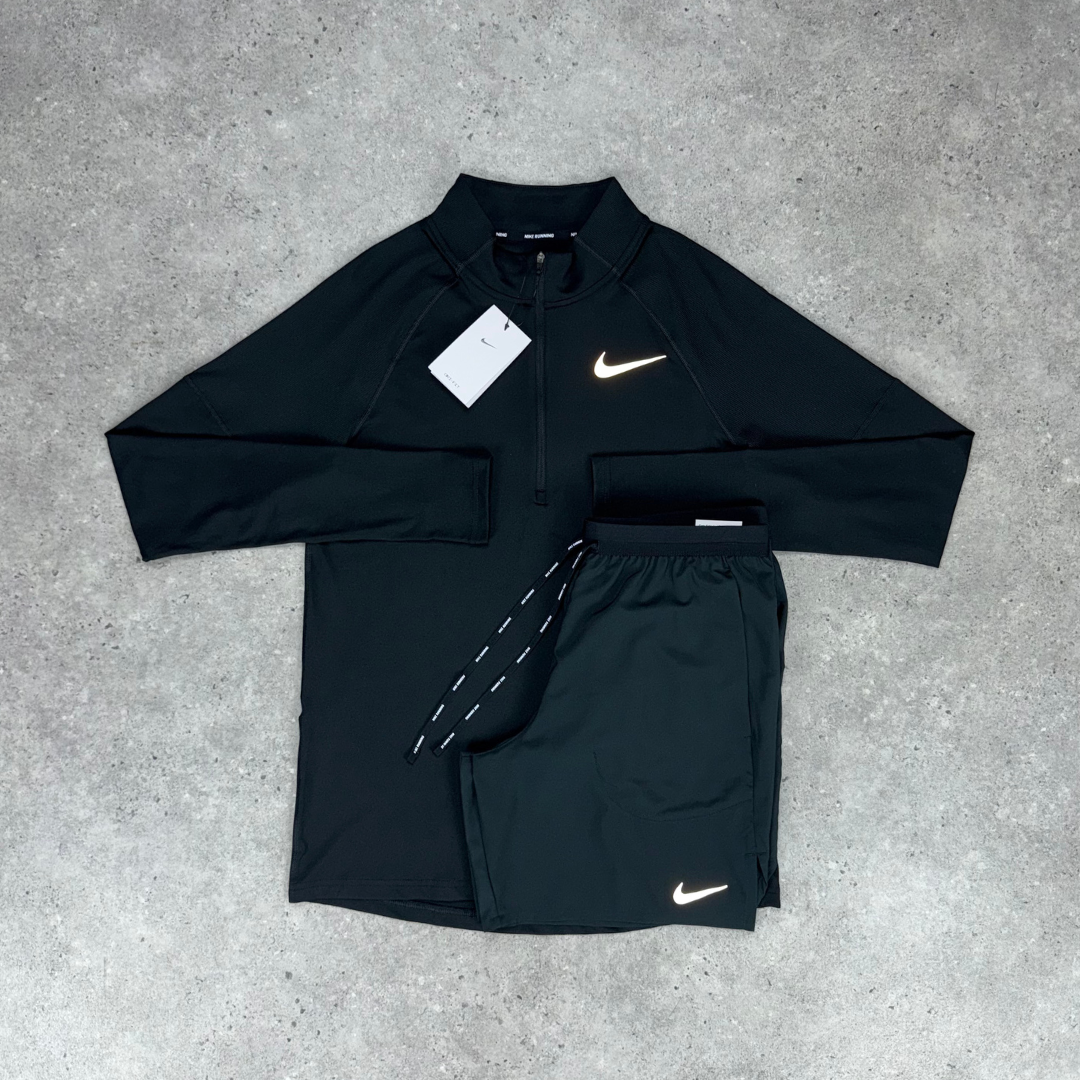 Nike 1/4 zip short set 'black'