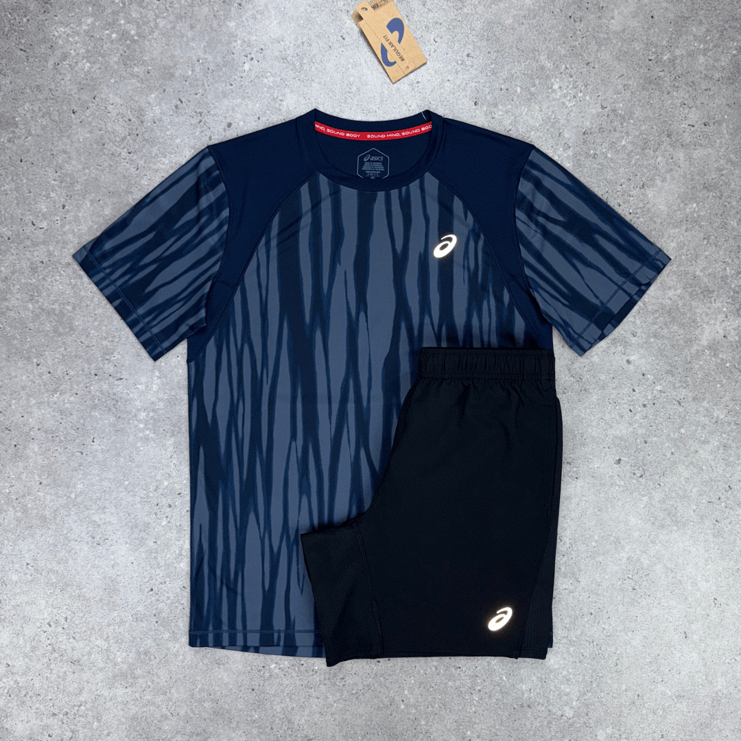 Asics printed t-shirt set 'navy/black'