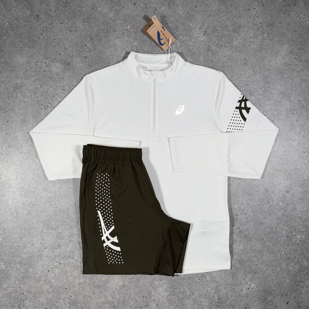 Asics icon 1/4 zip set 'brown'