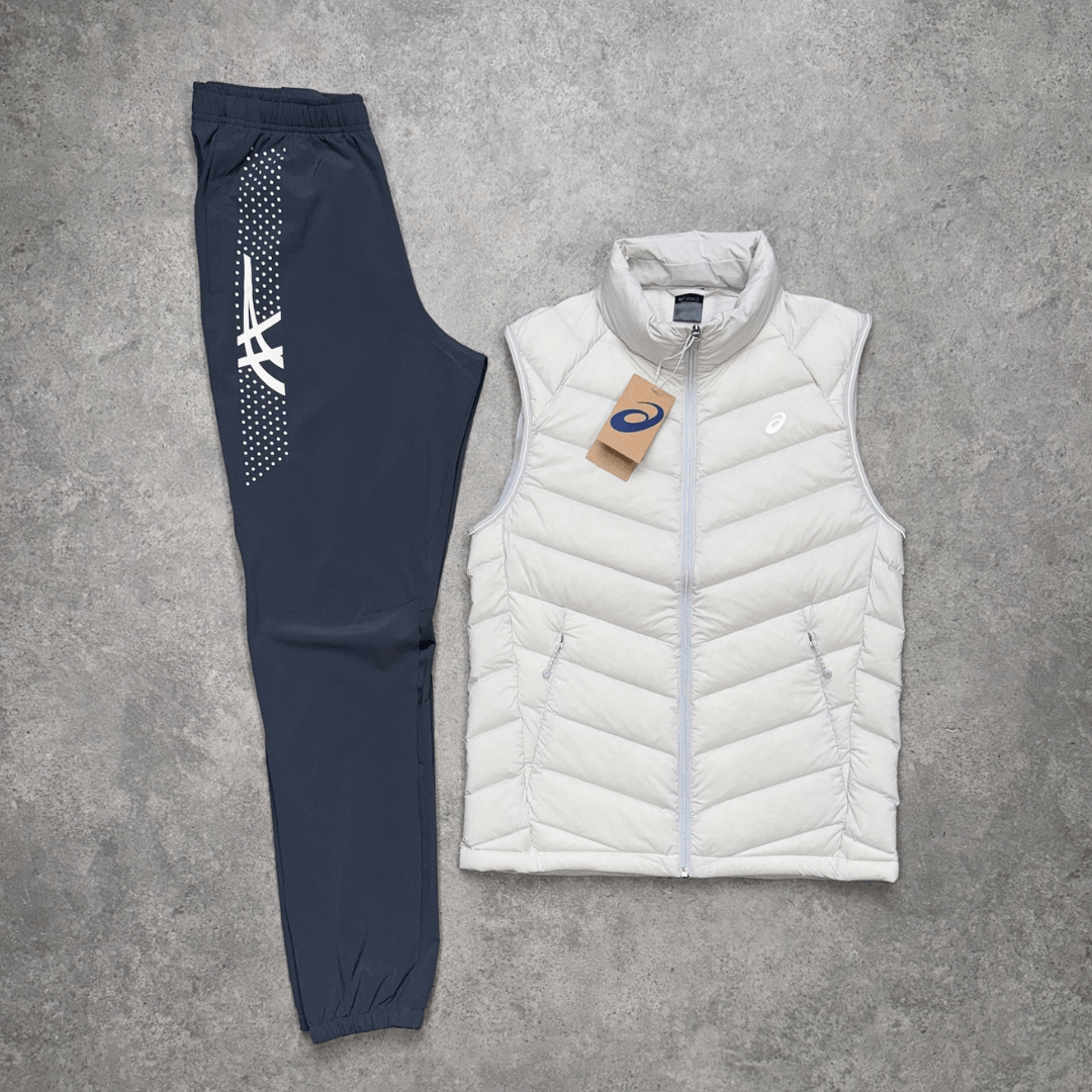 Men's ASICS Evergreen Gilet Icon Pants Set 'Cloud Grey/Carrier Grey'