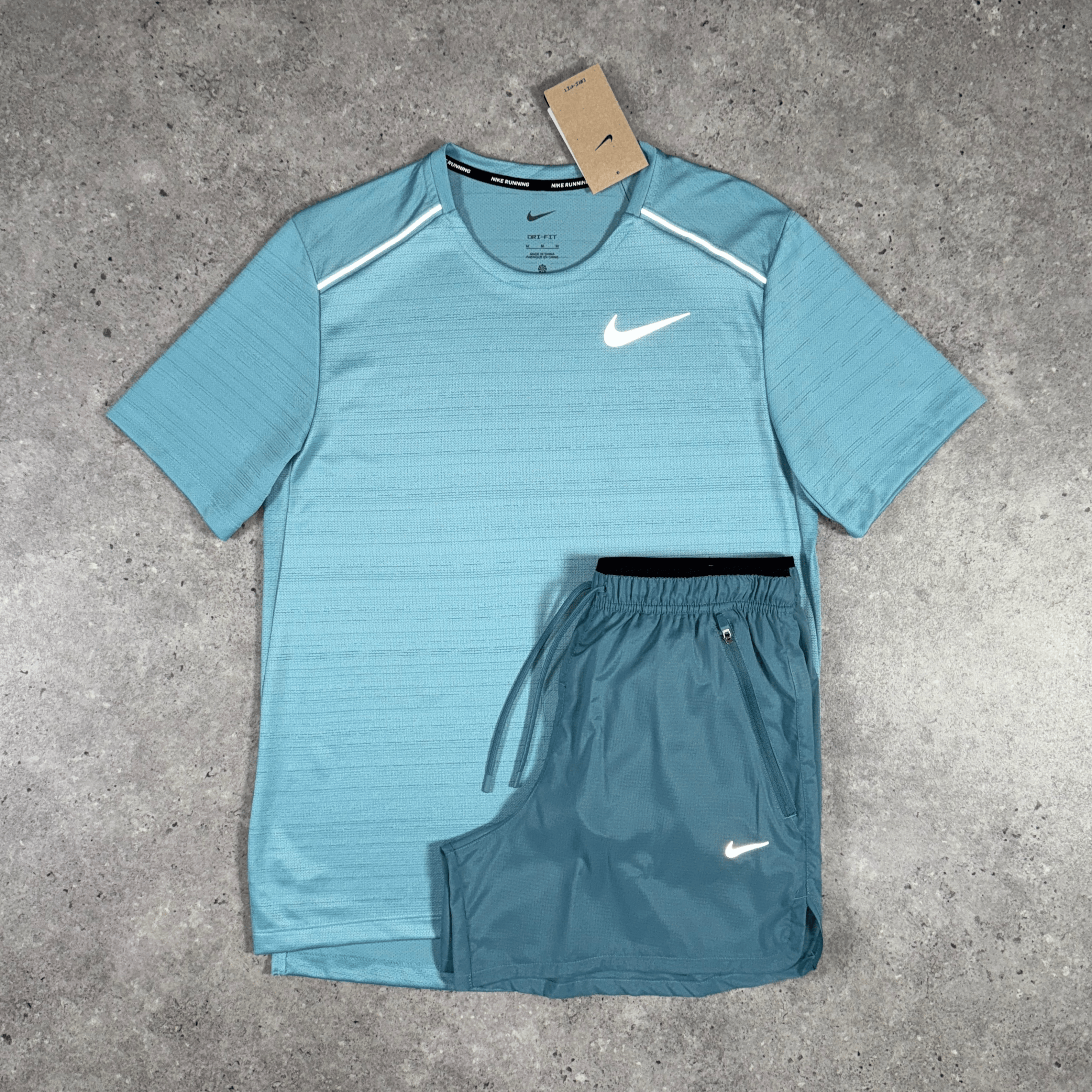 Nike miler running division set 'denim turquoise/smokey blue'