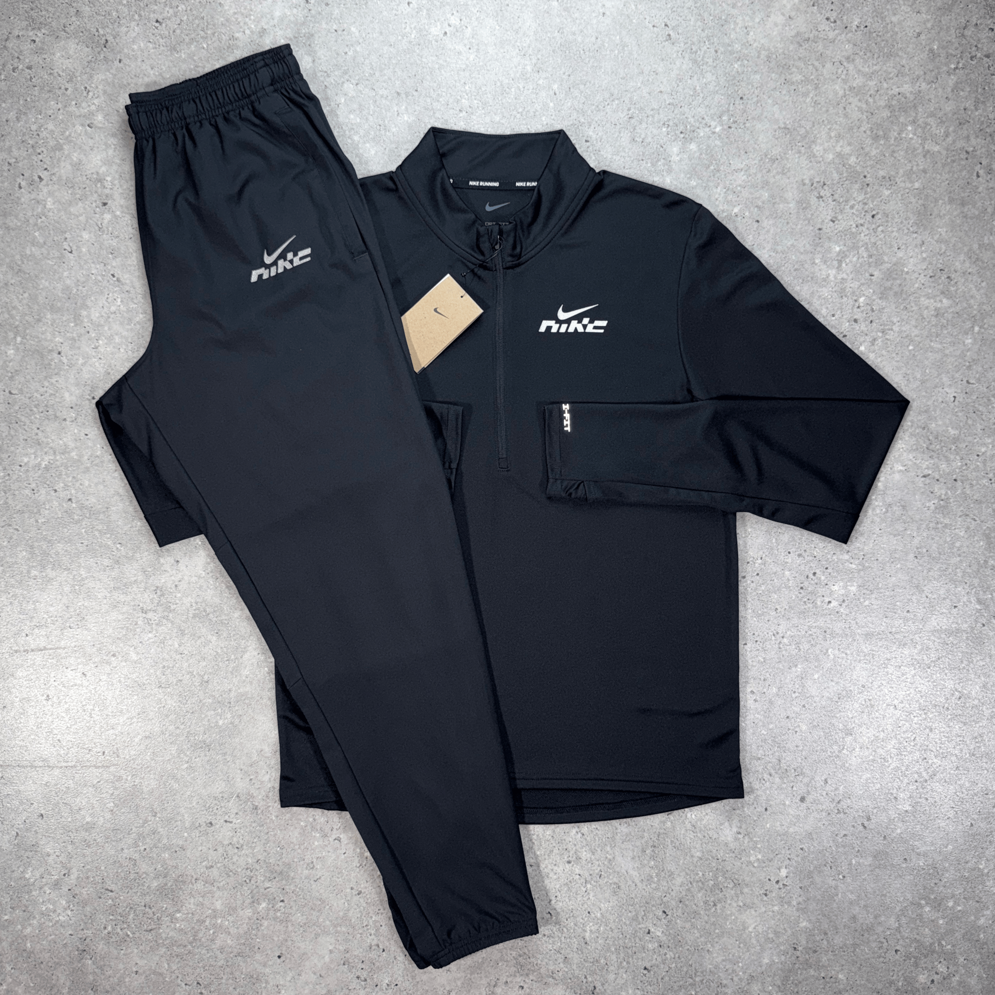 Nike flash 1/4 zip tracksuit set 'black'