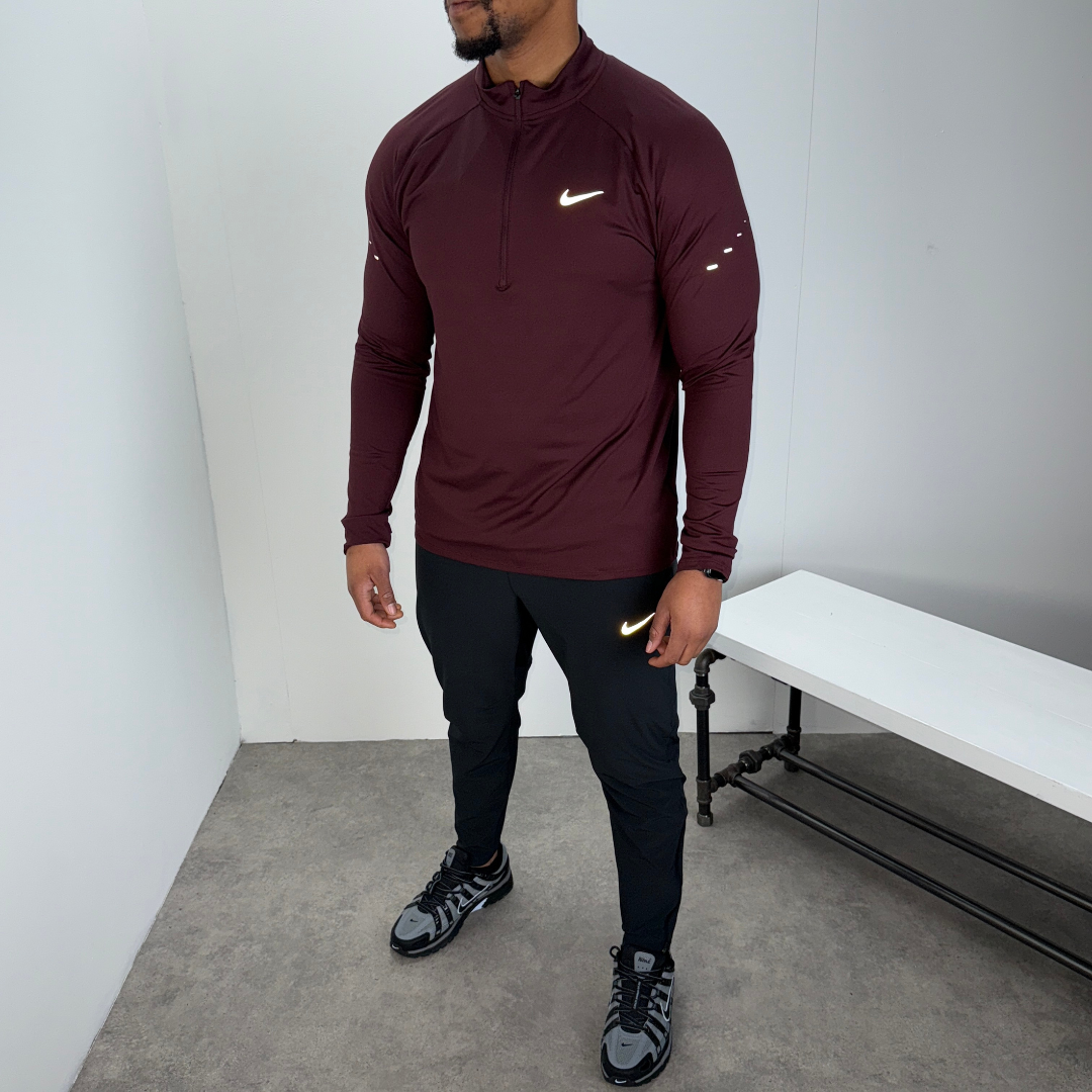 Nike stride 1/4 zip running top 'maroon'