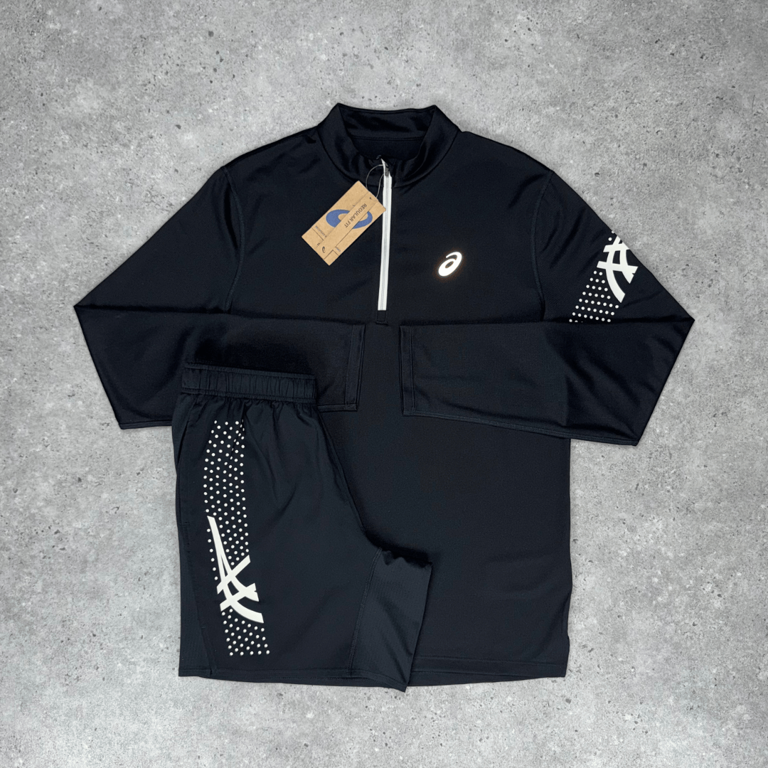 ASICS Icon 1/4 Zip Set 'Black'