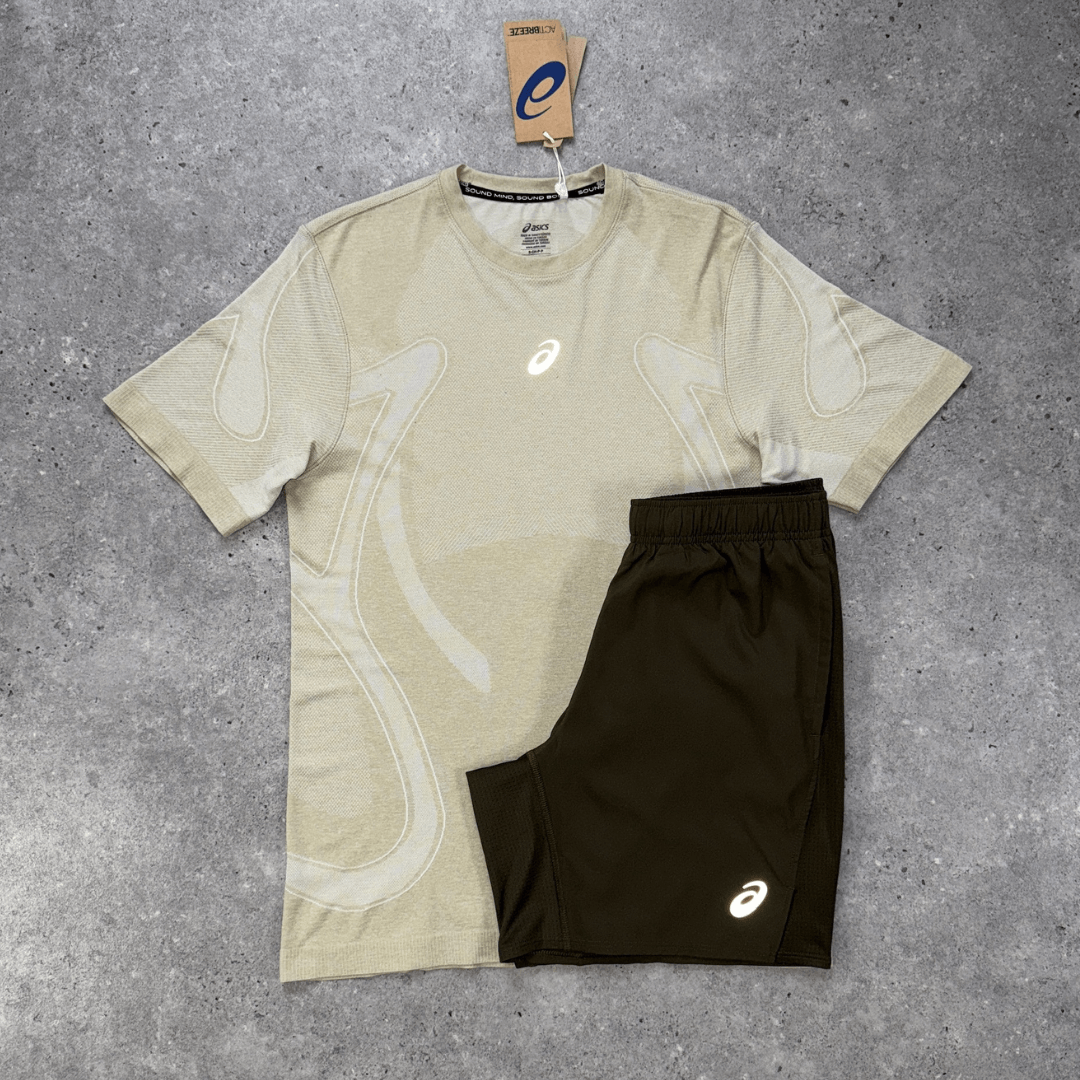 Asics seamless set 'cream/brownstone'