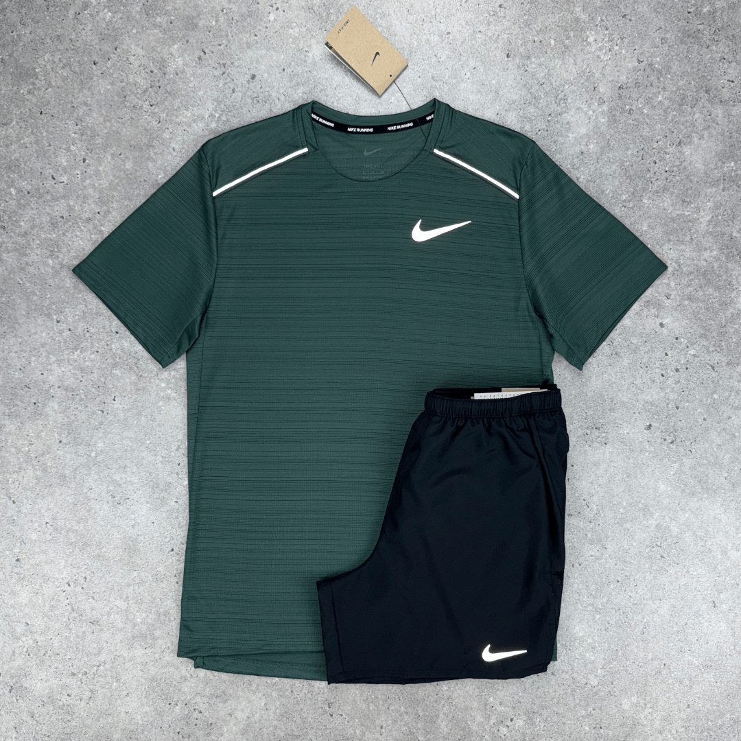 Nike miler 1.0 short set 'vintage green/black'