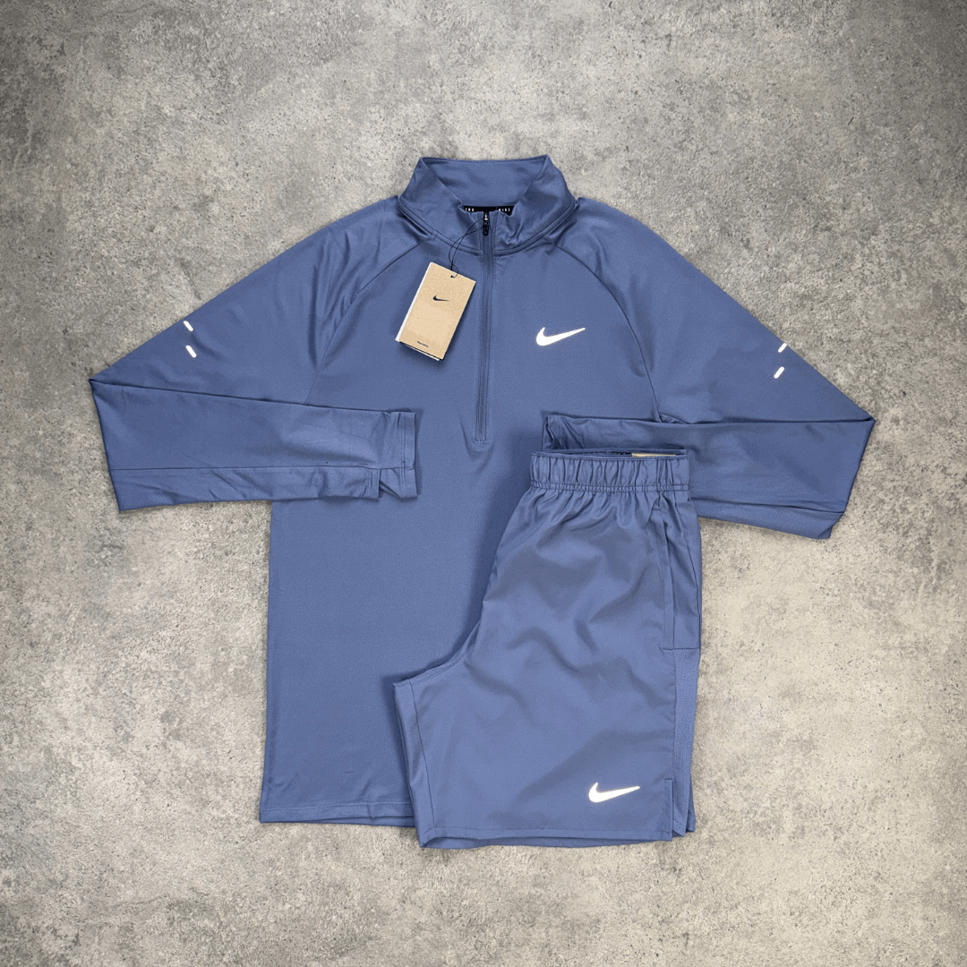 Men's Nike Stride 1/4 Zip Shorts Set 'World Indigo'
