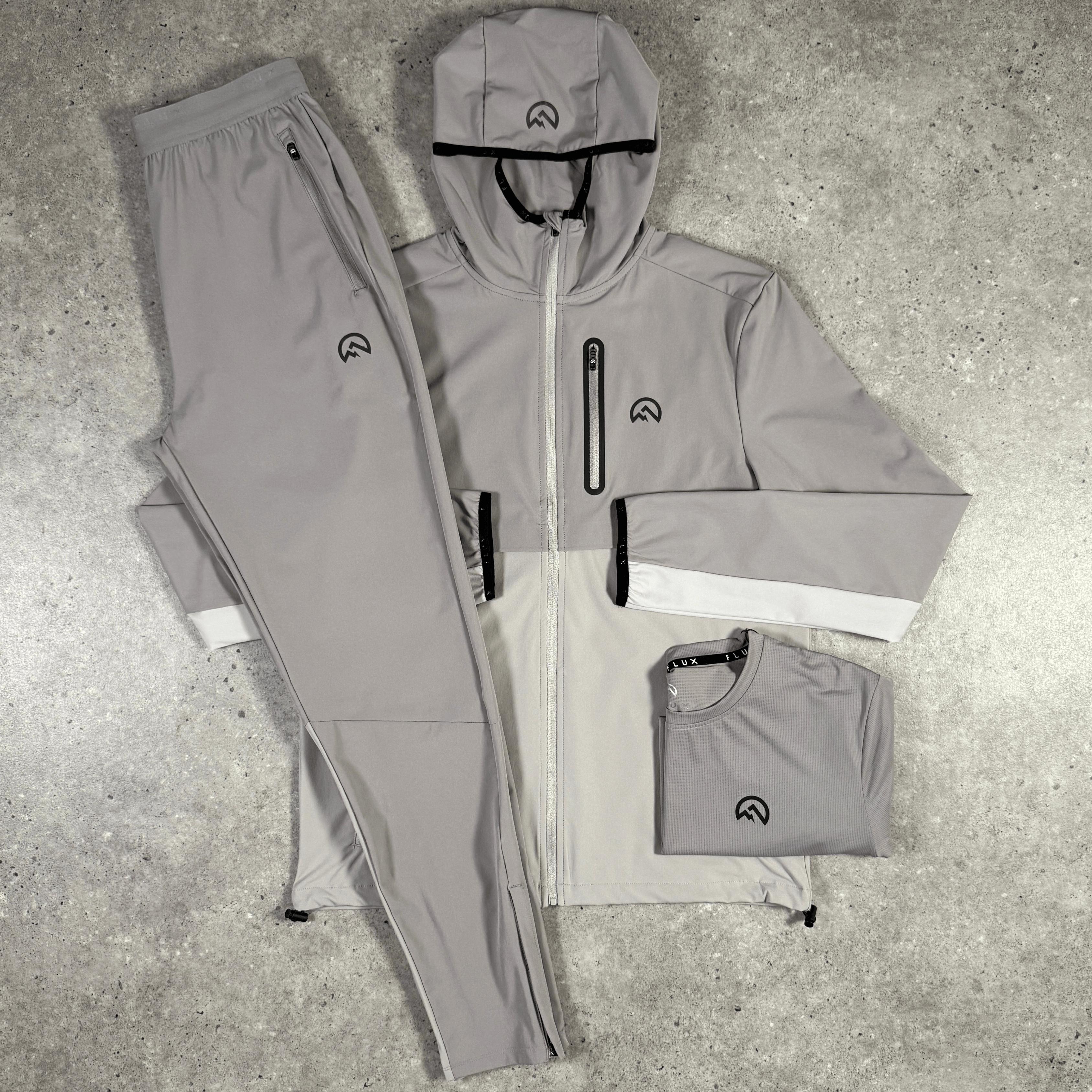 Flux chest logo t-shirt pants set 'dark concrete'