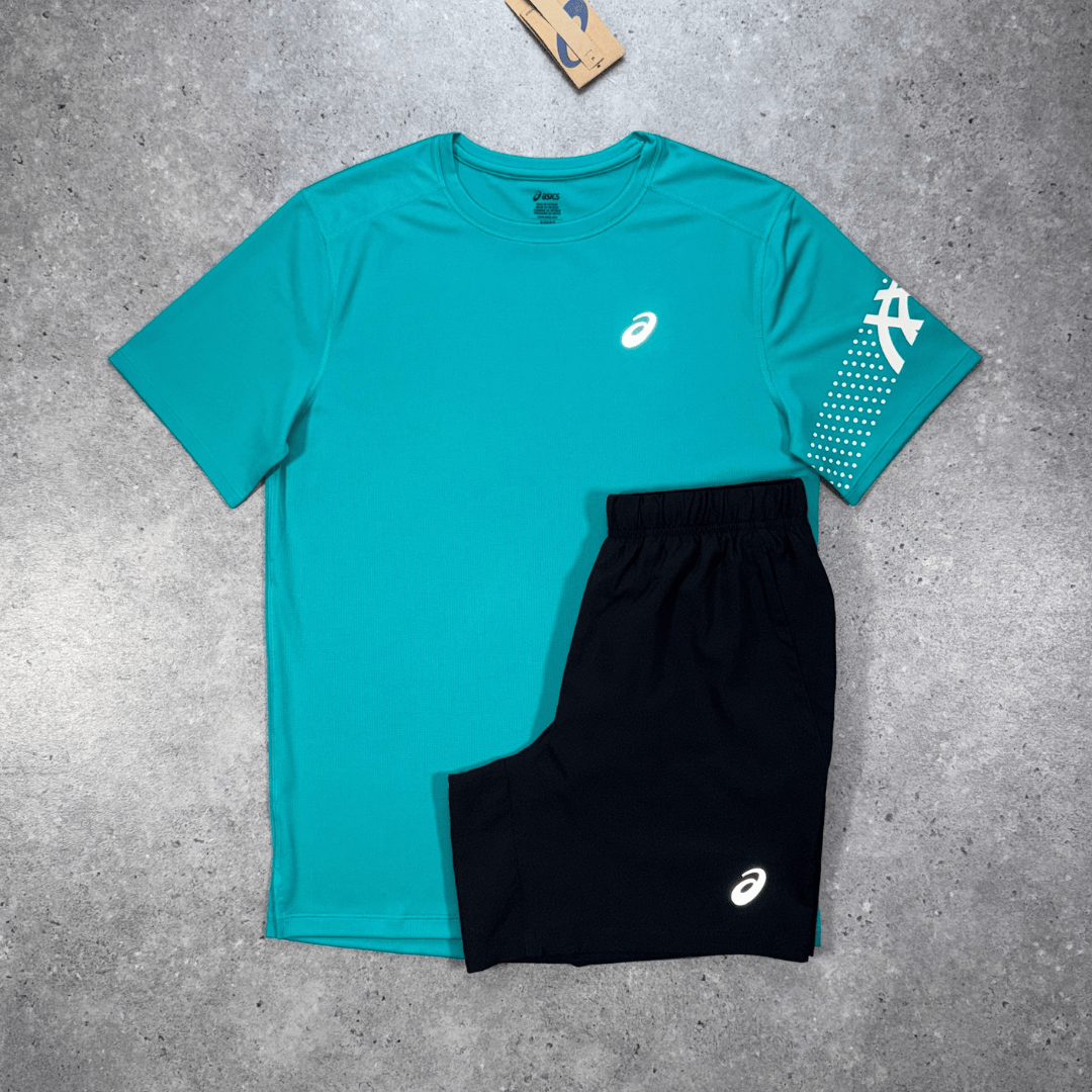 ASICS icon t-shirt performance set 'wave teal/black'