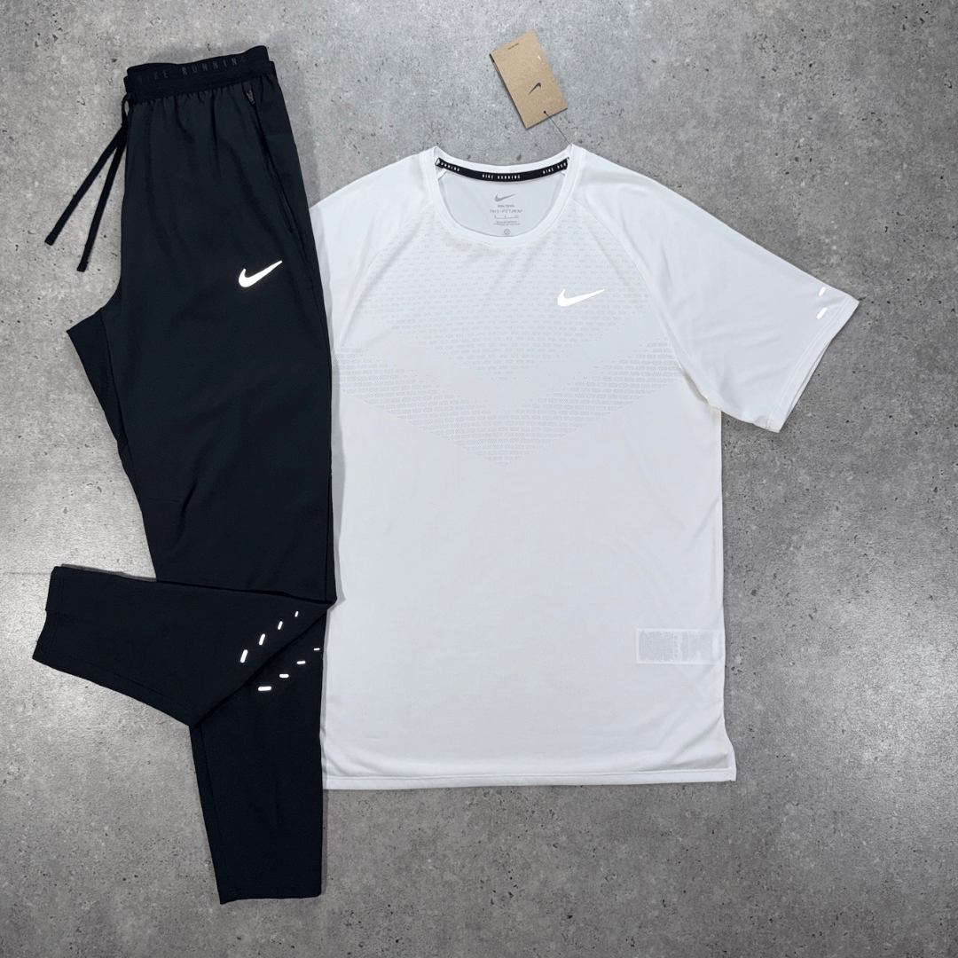 Nike stride pants set 'white/black'
