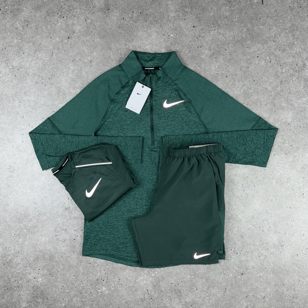 Nike 1/4 zip miler short tri-set 'vintage green'