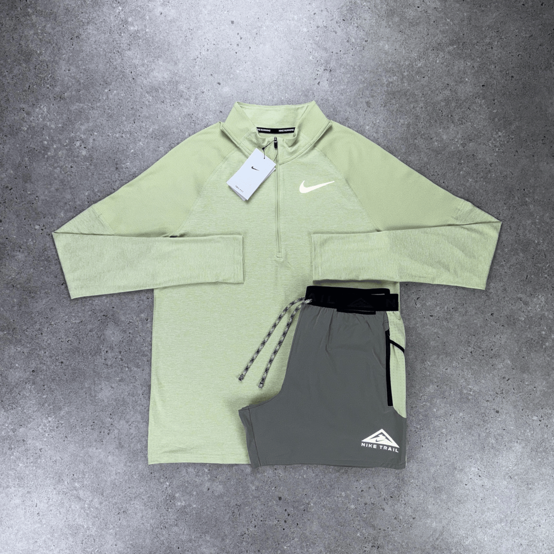 Nike 1/4 zip short set 'olive aura/dark stucco'