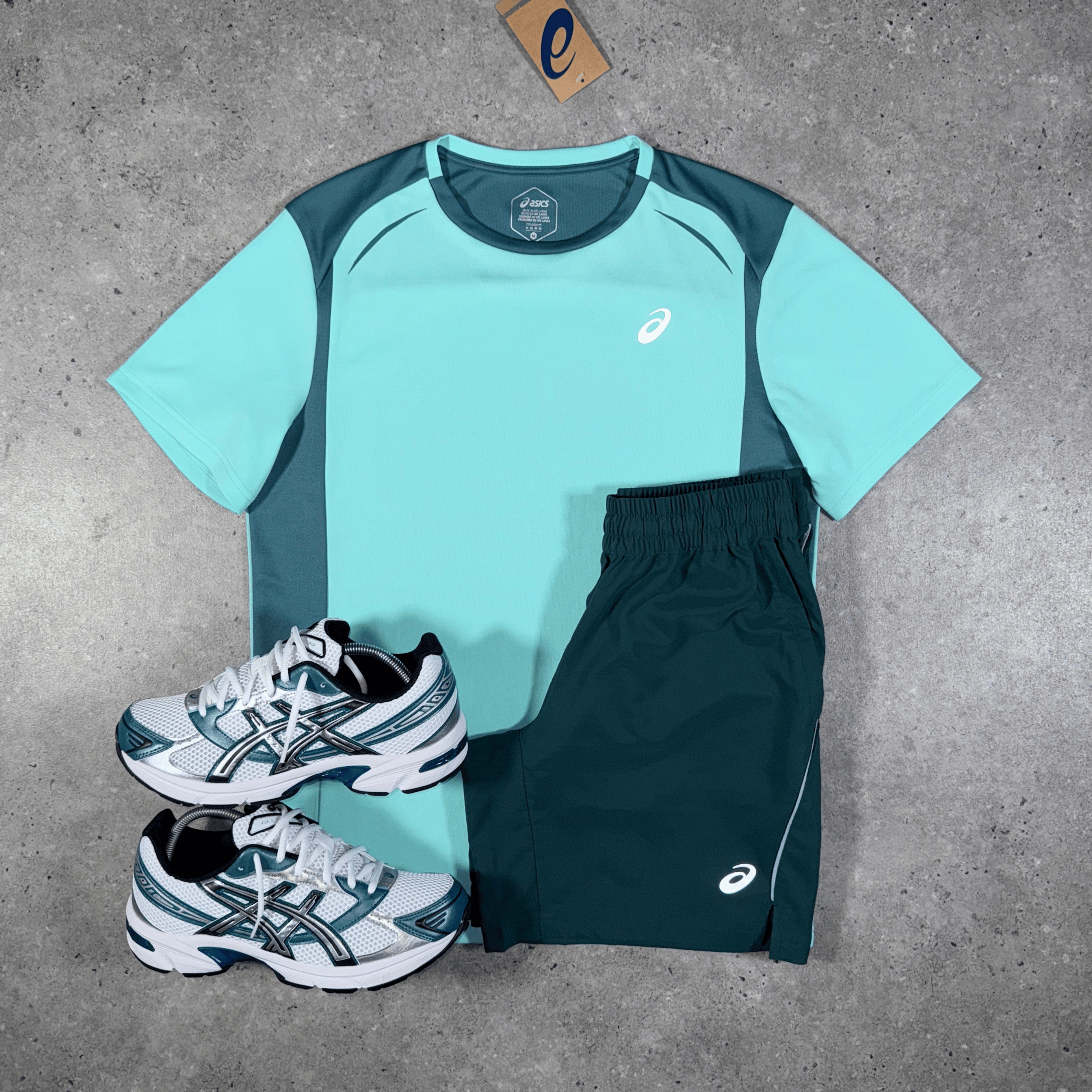 Asics curved seam run set 'mint/saxon green'