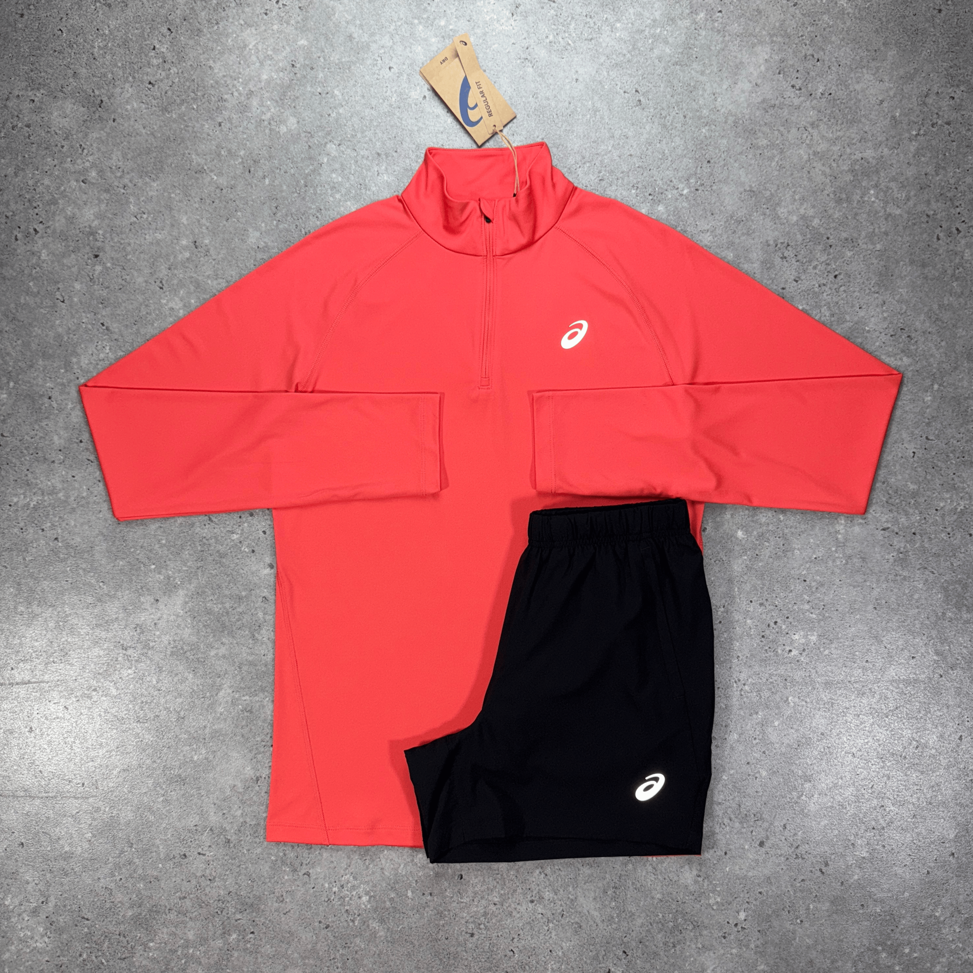 Asics core 1/4 zip tri-set 'coral/black'