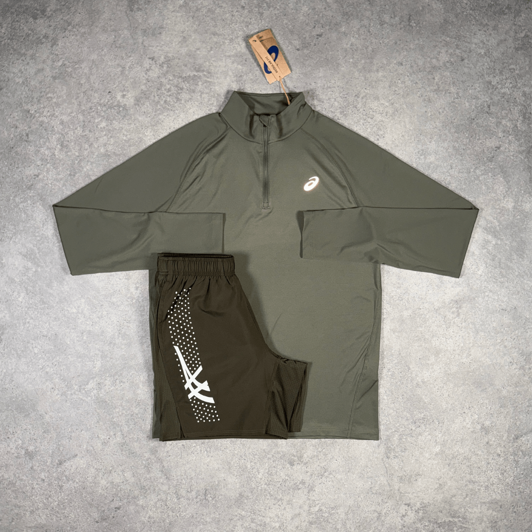 Men's ASICS Core 1/4 Zip Set 'Khaki/Brownstone'