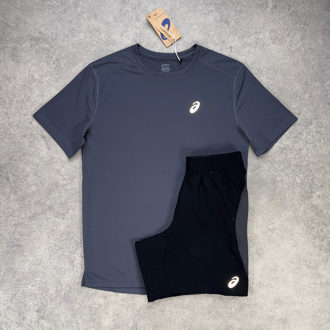 Men's ASICS Core Road Shorts Set 'Grey/Black'