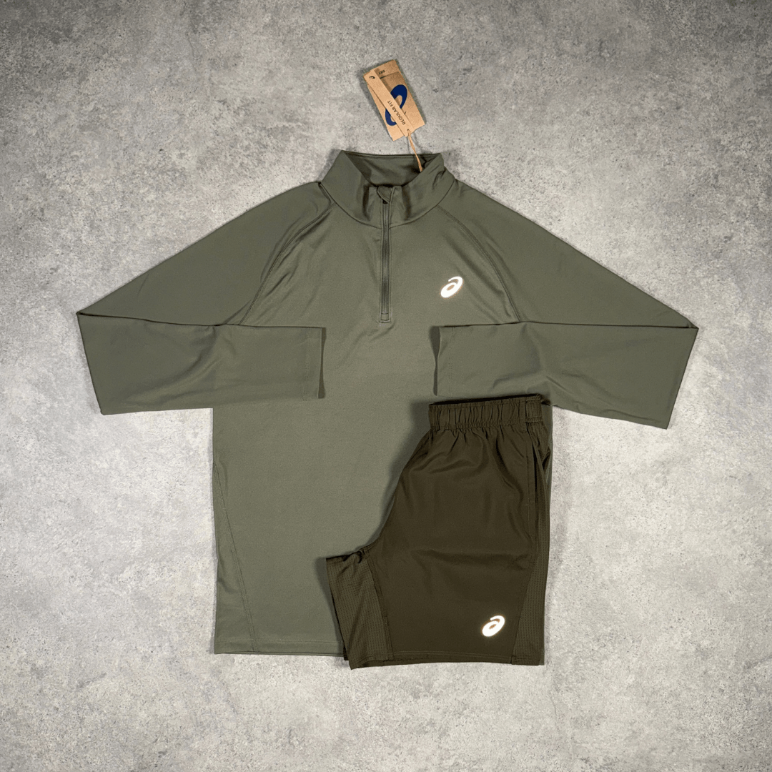 ASICS Core 1/4 Zip Set 'Khaki/Brownstone'