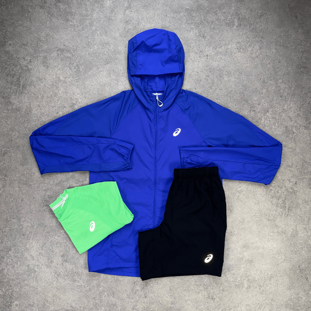 Men's ASICS Road Lightweight Shorts Tri-Set 'Cobalt Burst/Vital Green/Black'