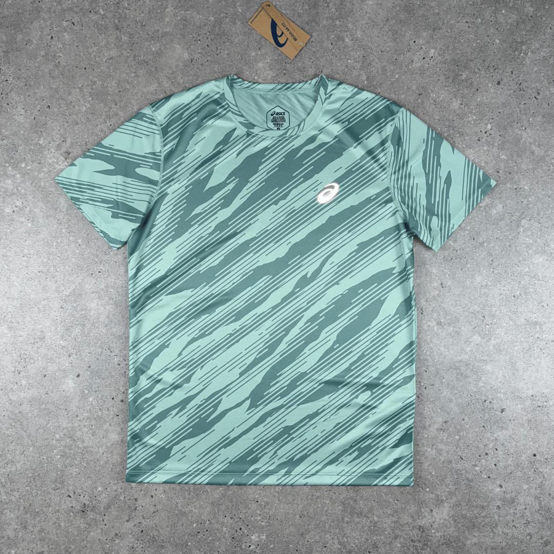 Asics all over print t-shirt icon 'black' set