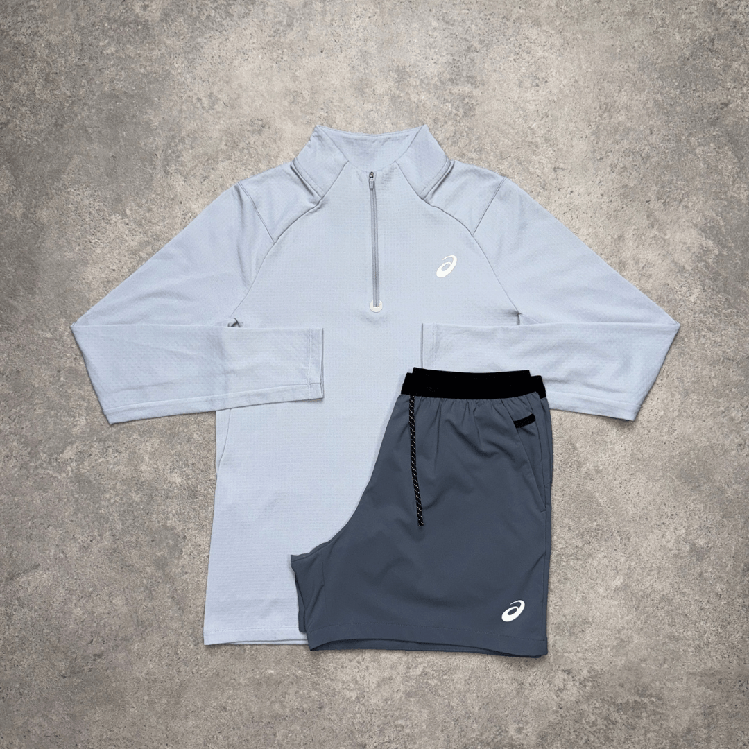 Men's ASICS Lycra Glow Shorts Set 'Grey/Dark Grey'
