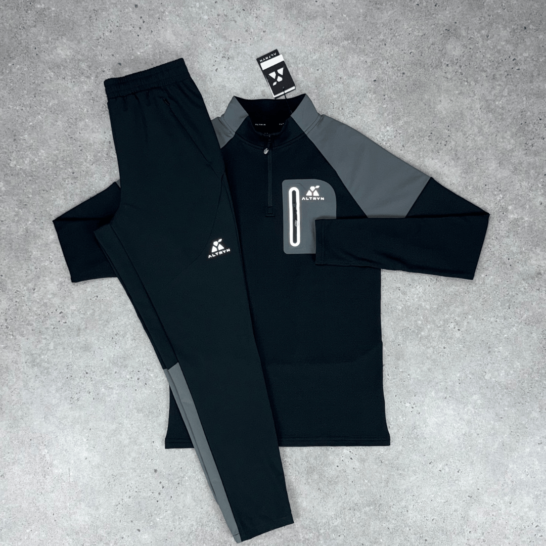 Altryn Anderson 1/4 Zip tracksuit set 'Black/Grey'