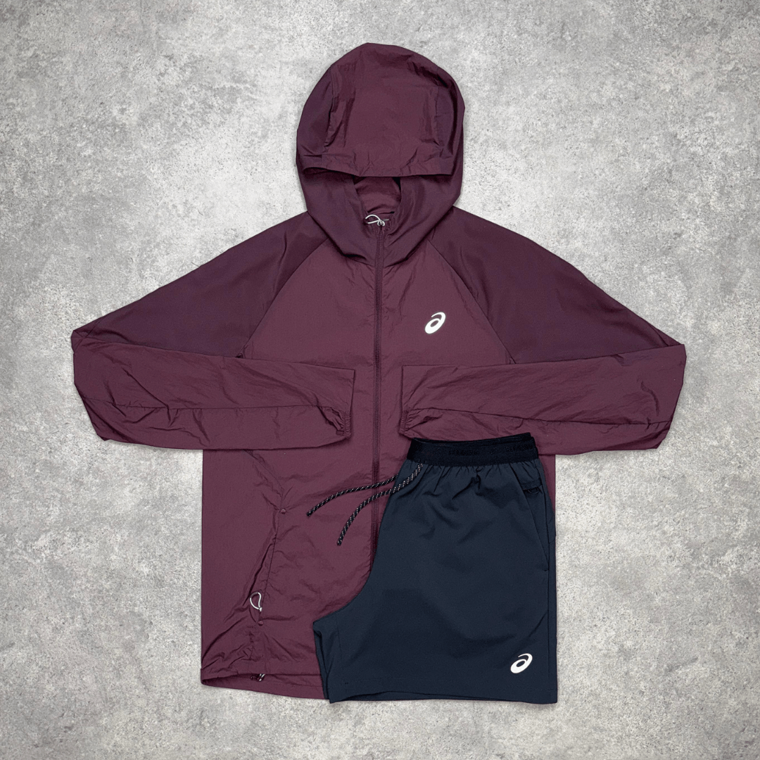 Men's ASICS Road Lightweight After Glow Shorts Set 'Dark Currant/Black'