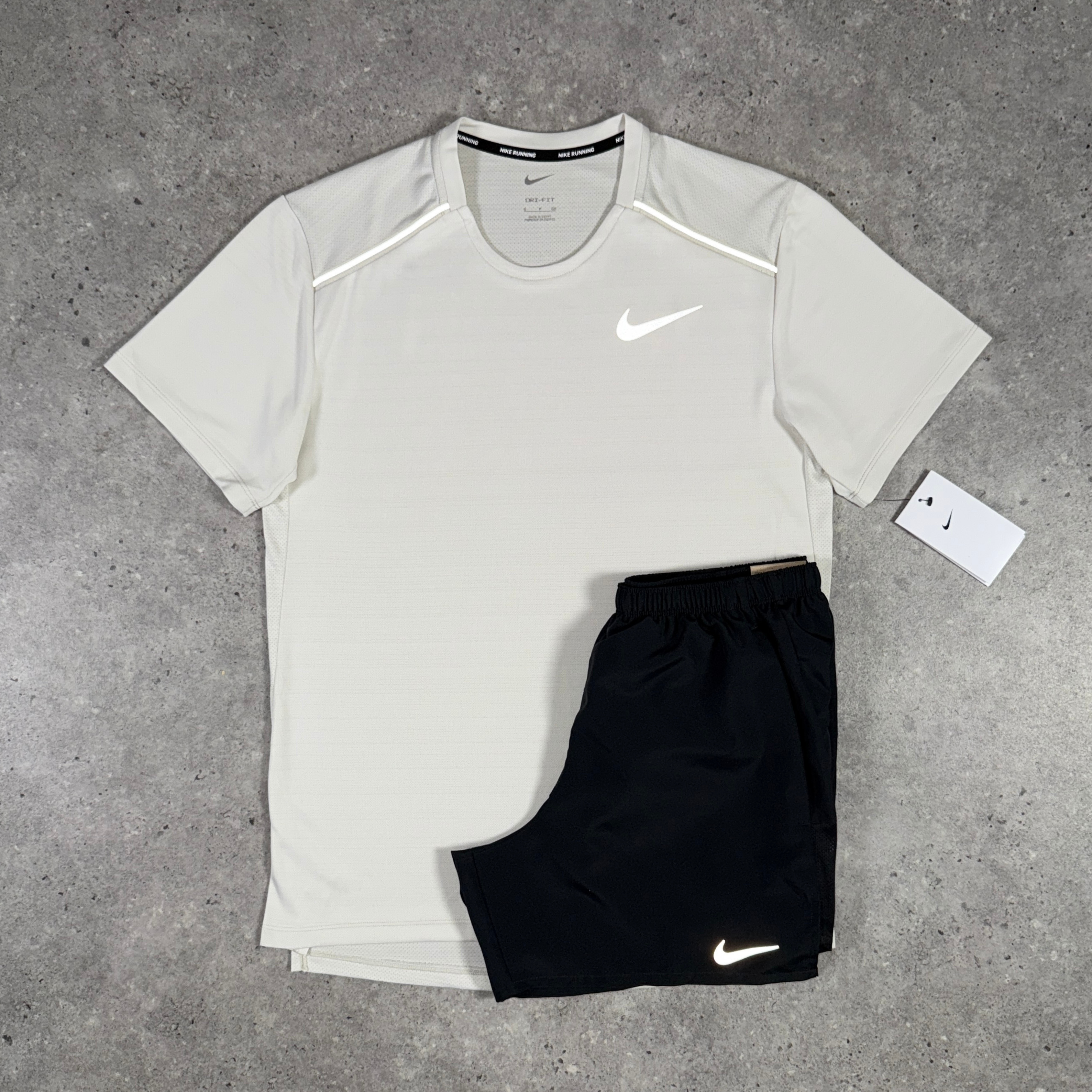 Nike windrunner miler challenger short tri-set 'light bone/black'