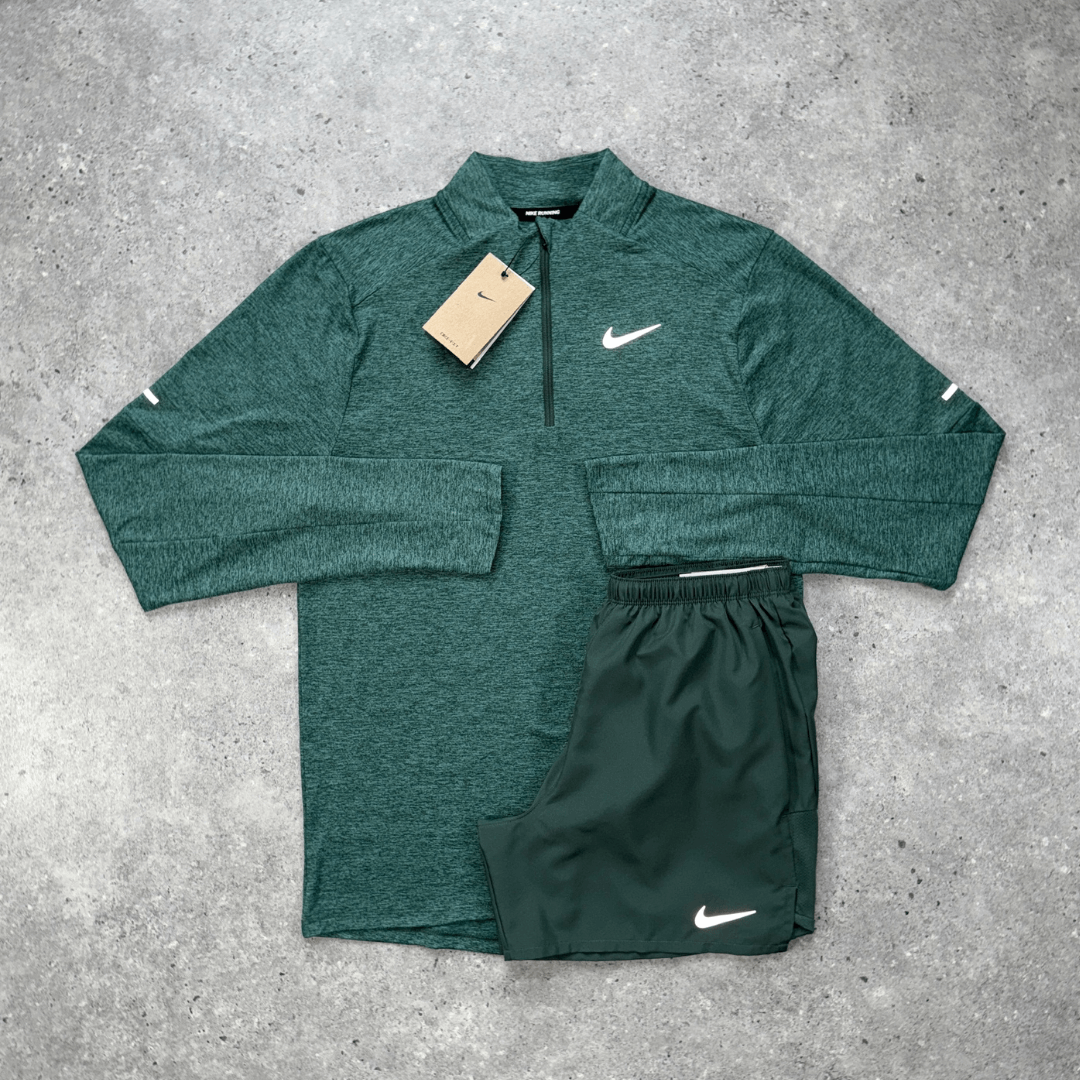 Nike 1/4 zip challenger short set 'vintage green'