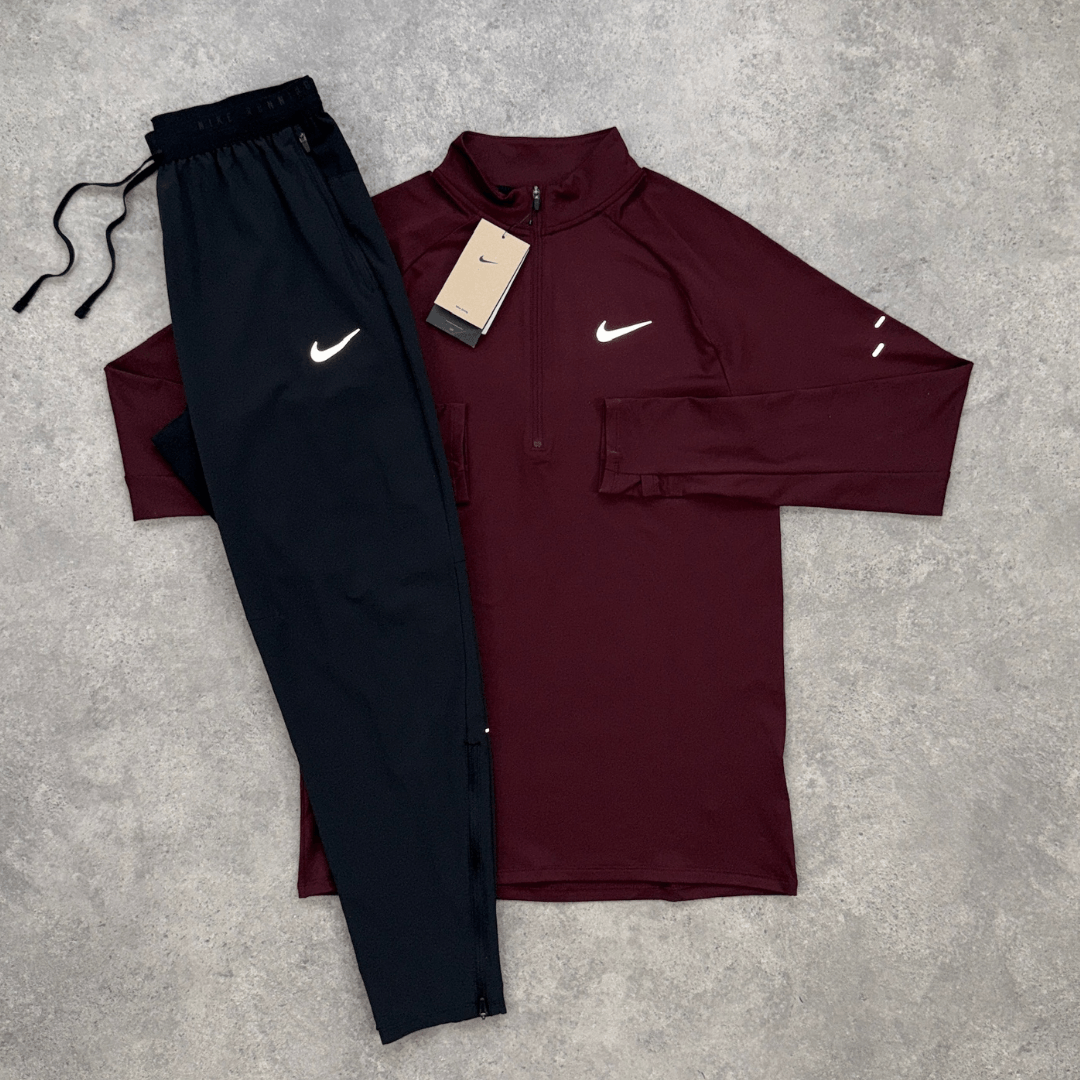 Nike Stride 1/4 Zip Pants Set 'Maroon/Black'