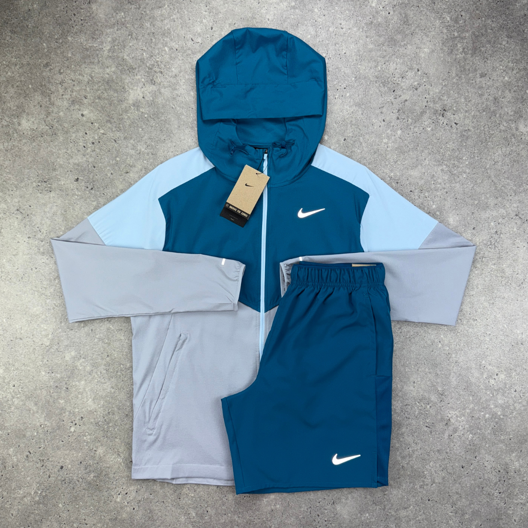 Nike windrunner miler challenger short tri-set 'green abyss'