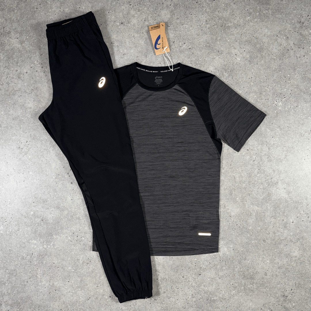 ASICS Road T-Shirt Pants Set 'Black/Grey'