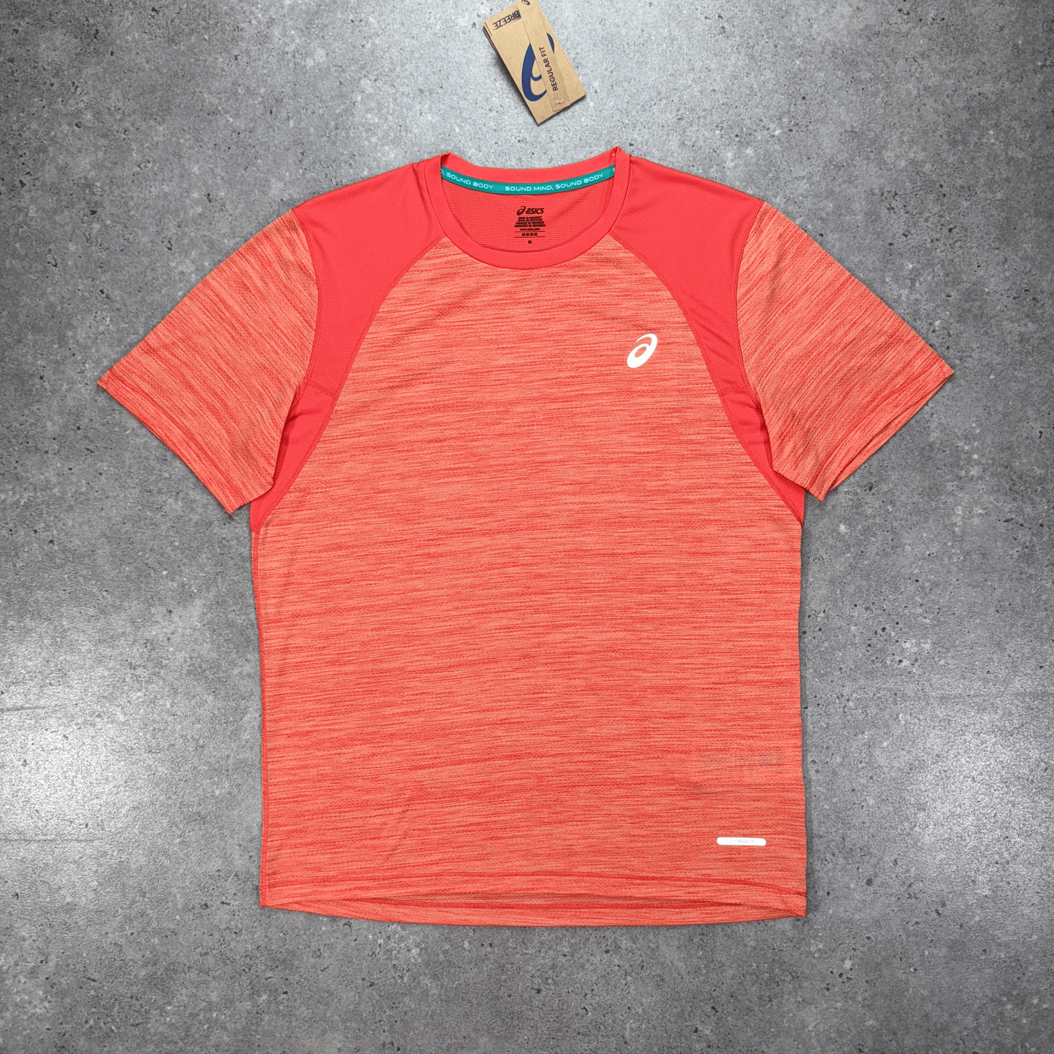 Men's Asics road t-shirt in coral