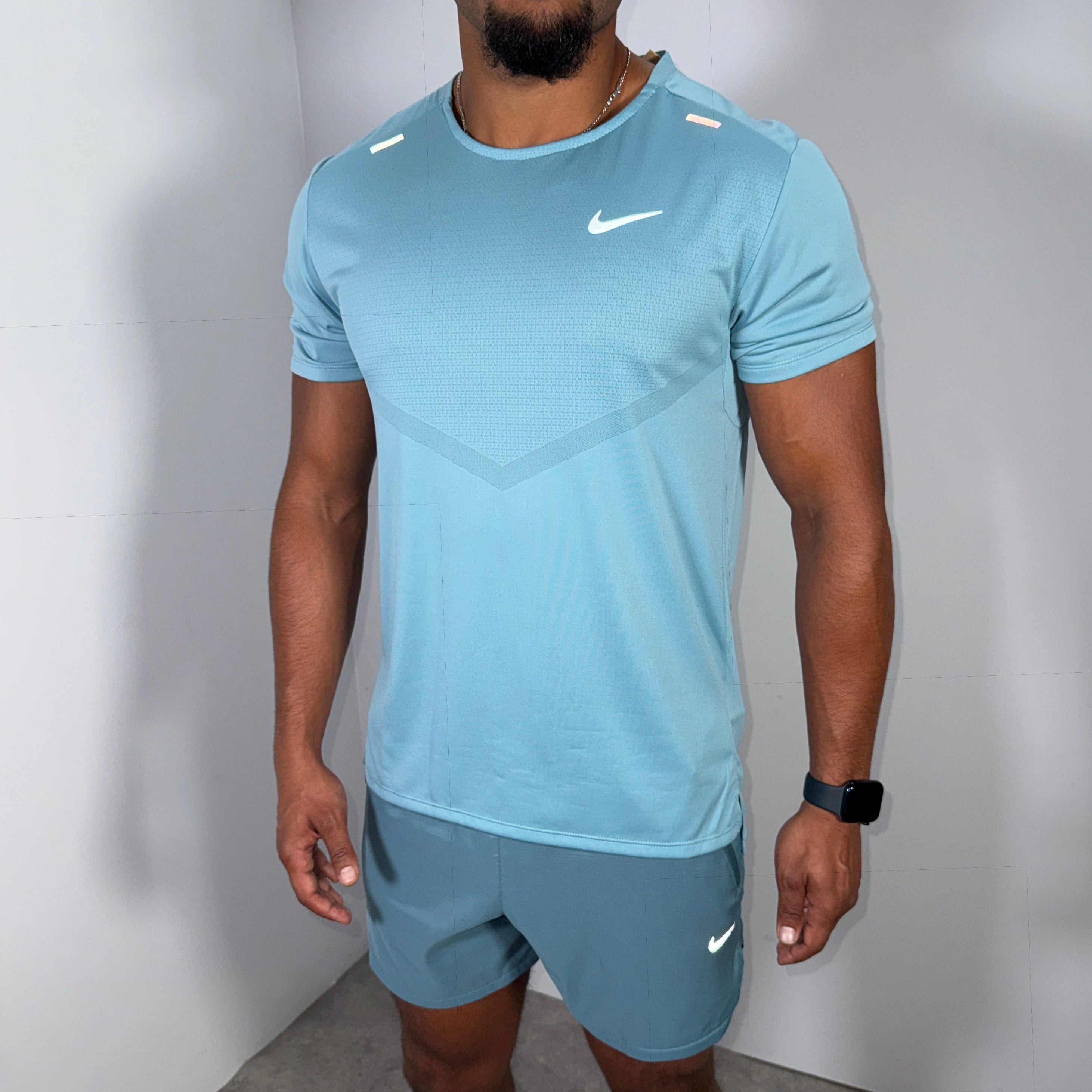 Nike rise running division set 'denim turquoise/smokey blue'