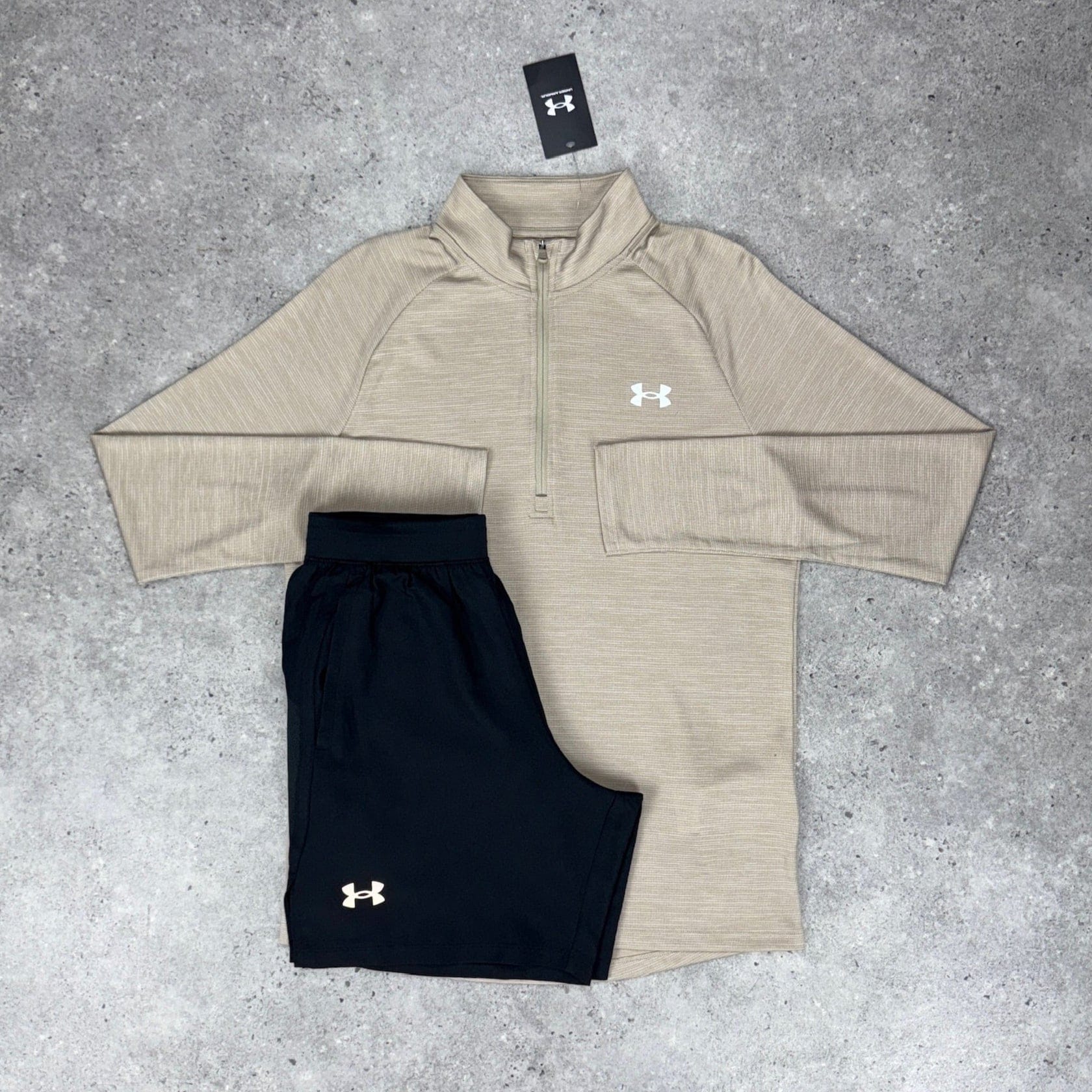 Under armour tech 1/4 zip set 'beige/black'