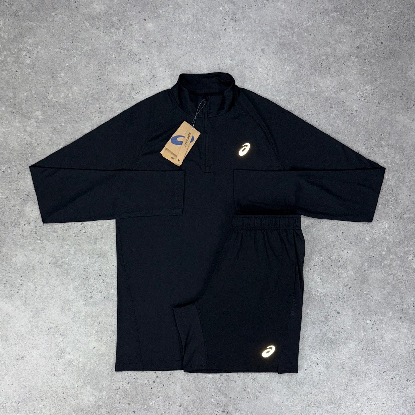 Asics core 1/4 zip set 'black'