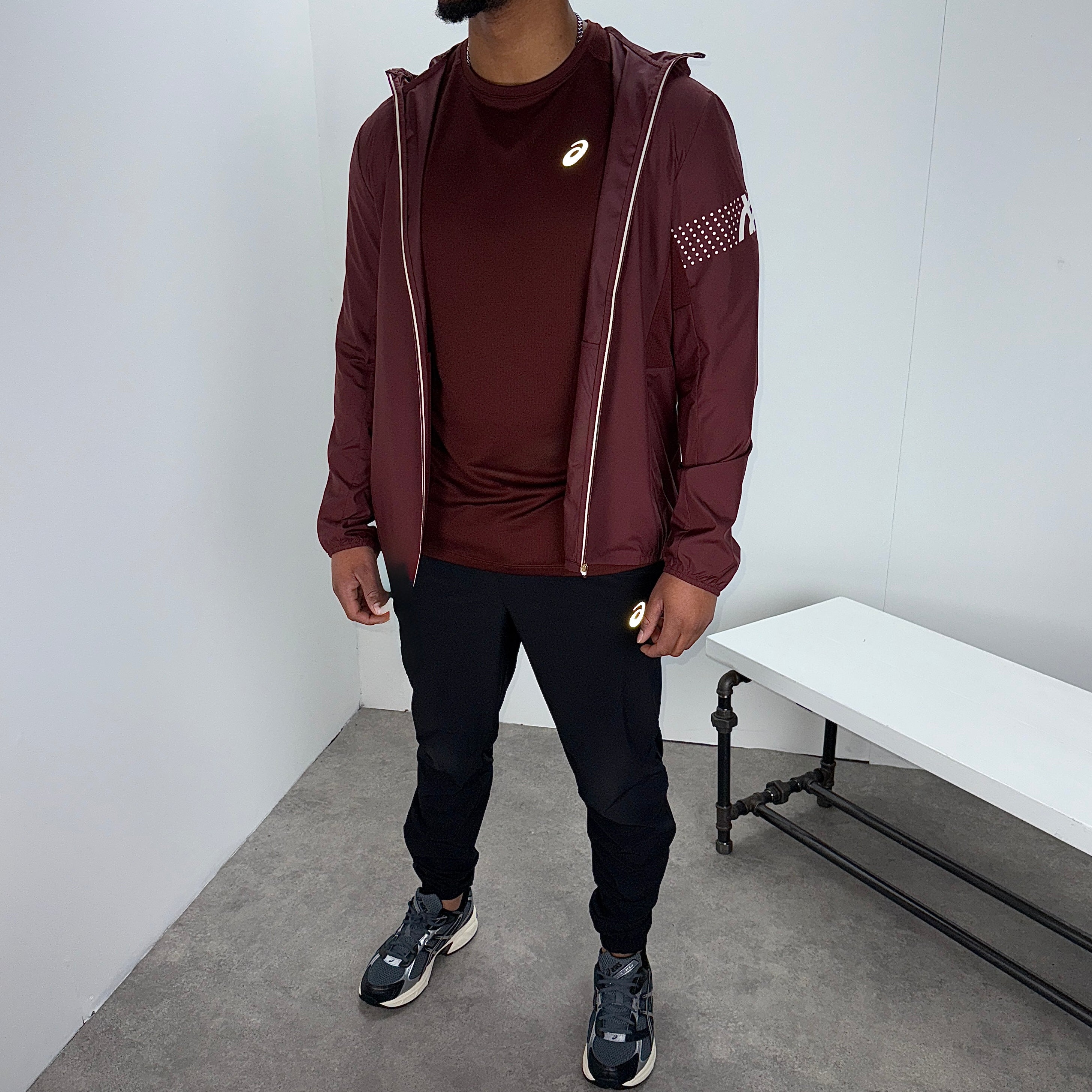 Asics icon jacket pants tri-set 'dark red/black'