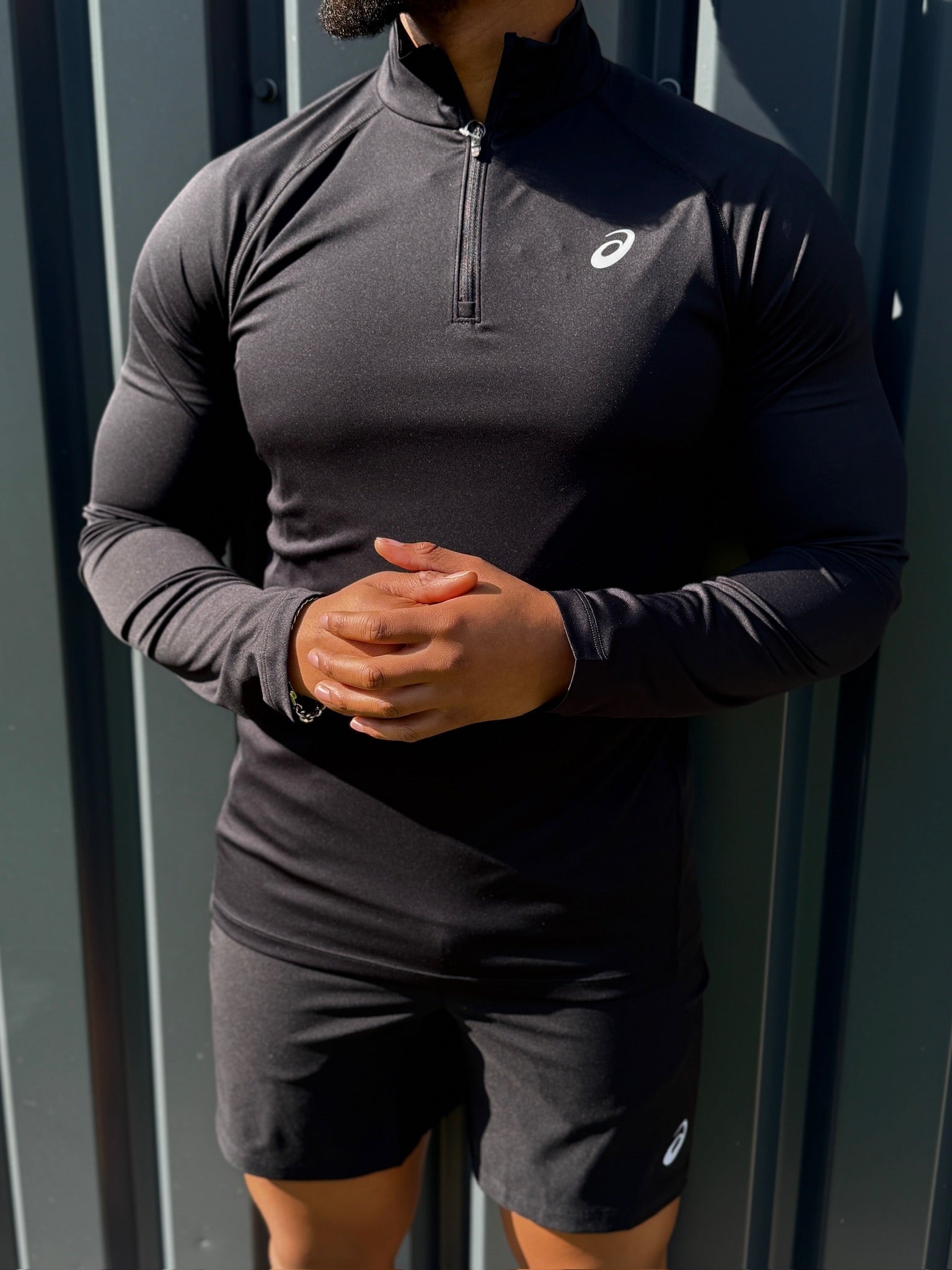 Asics core 1/4 zip set 'black'