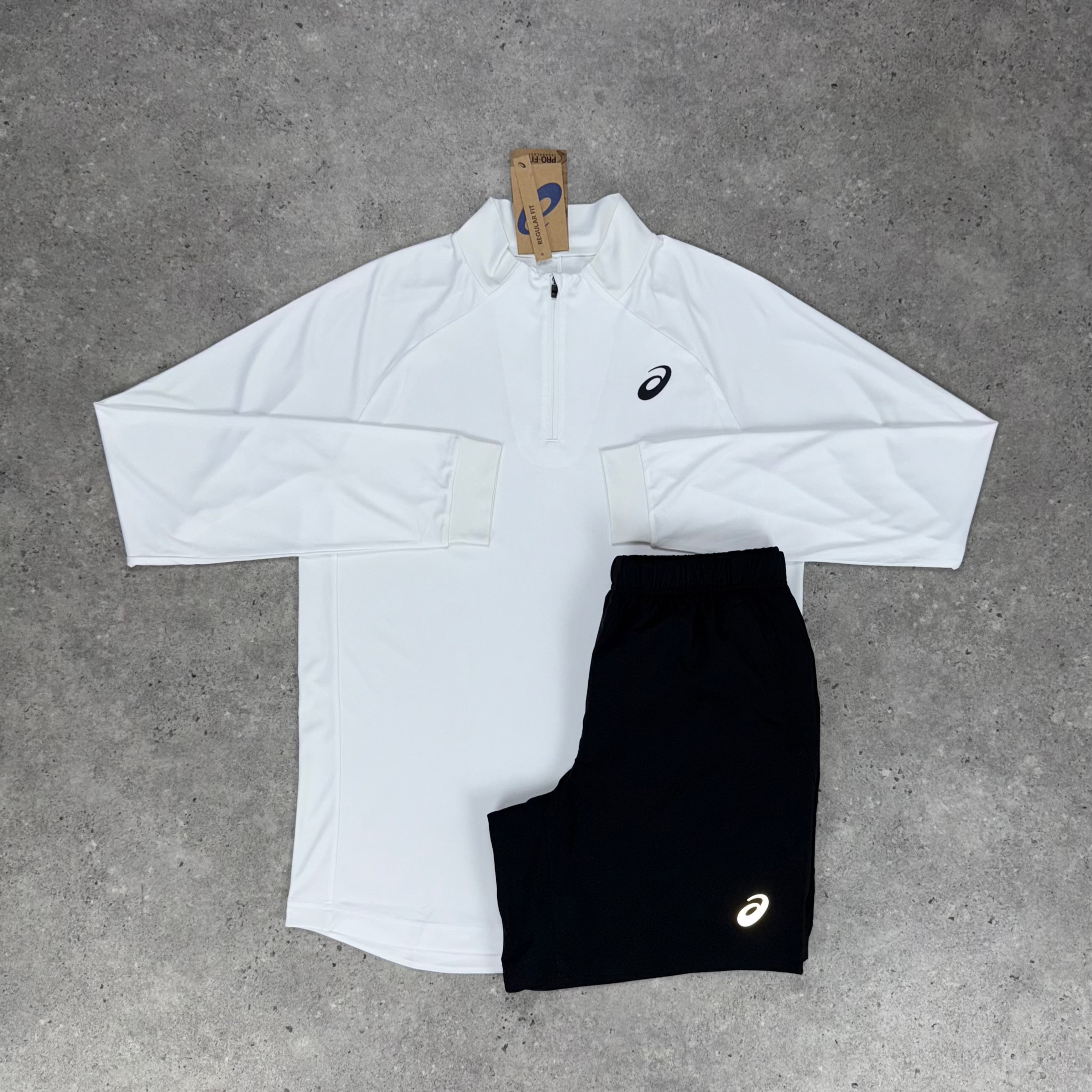 Asics core 1/4 zip set 'white/black'