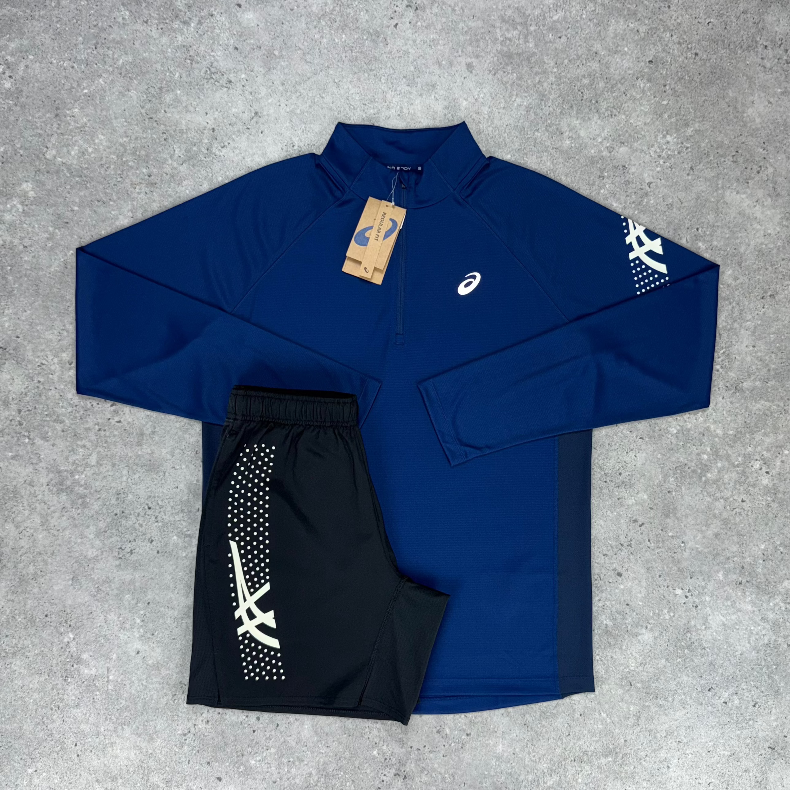 asics icon 1/4 zip set 'navy/black'