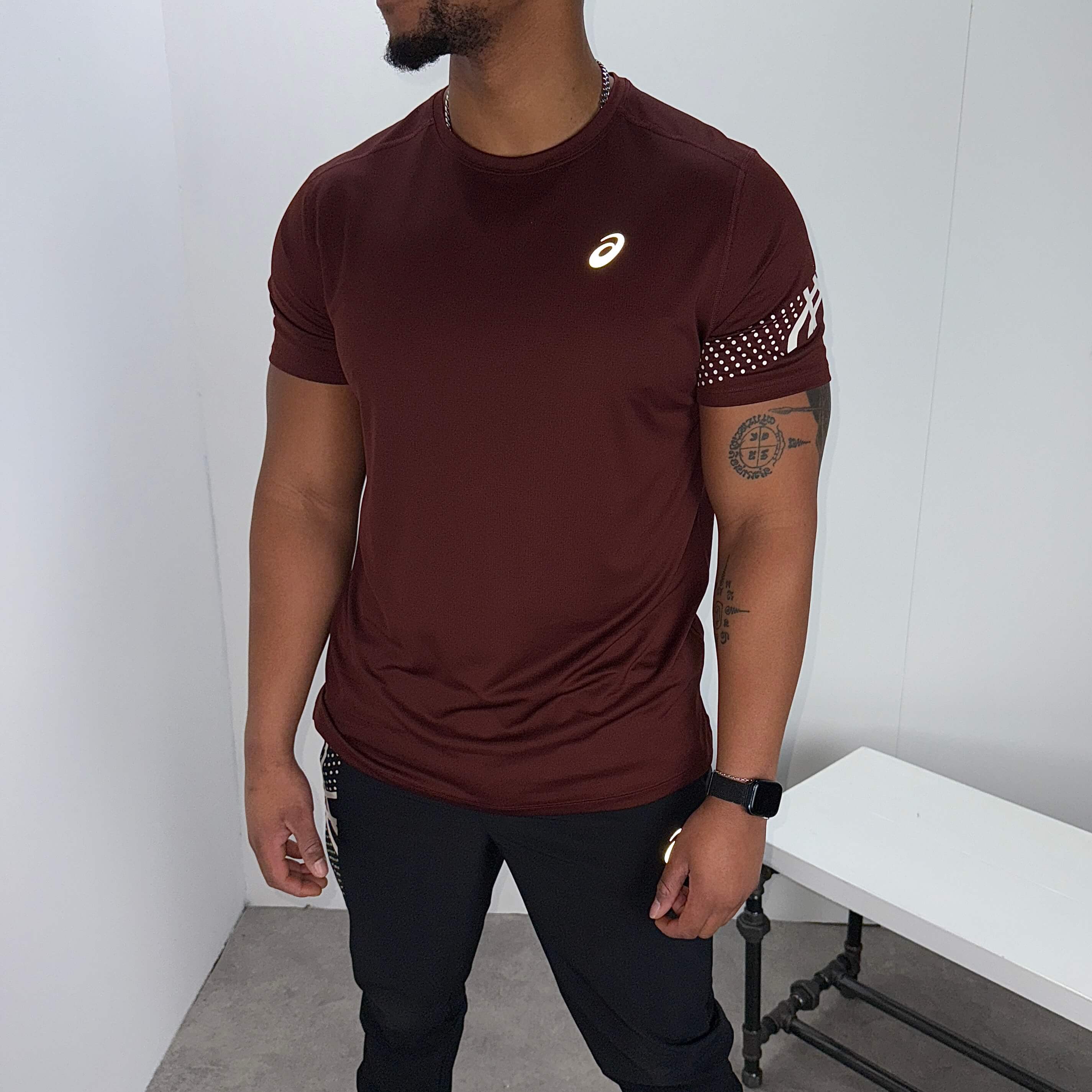 Asics icon t-shirt pants set 'dark red/black'