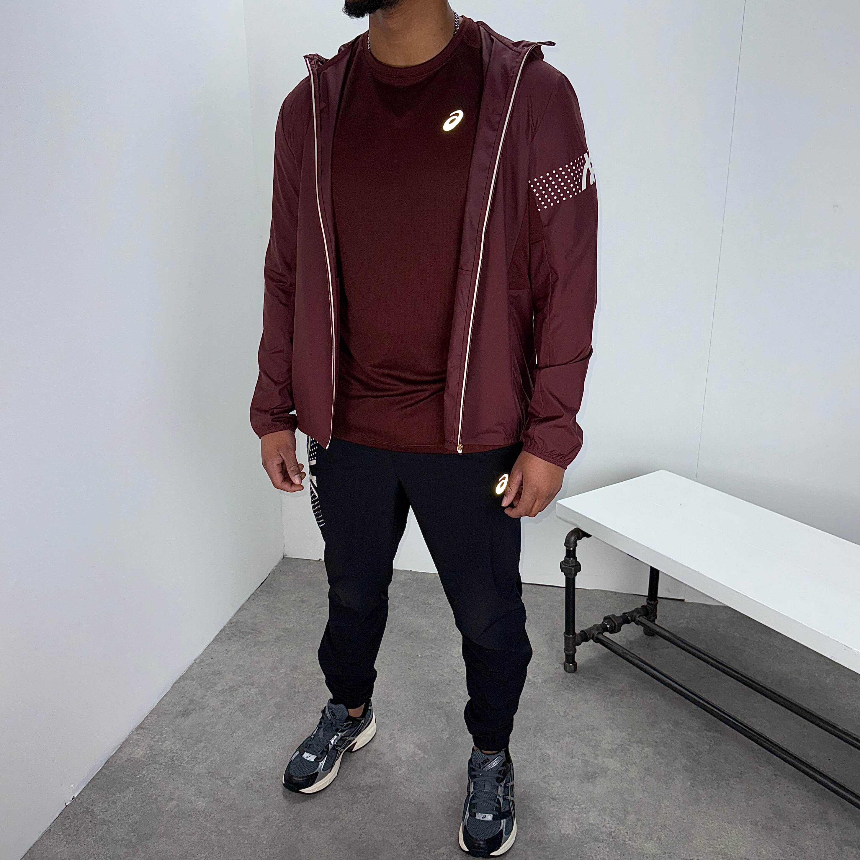 Asics icon jacket pants tri-set 'dark red/black'